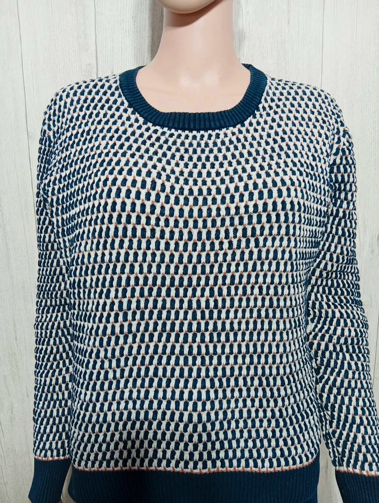 Pull dhiver femme - taille S/36 ( taille 1) - suncoo - couleur marine blanc marron – suncoo – taille S / 36 / 8 2