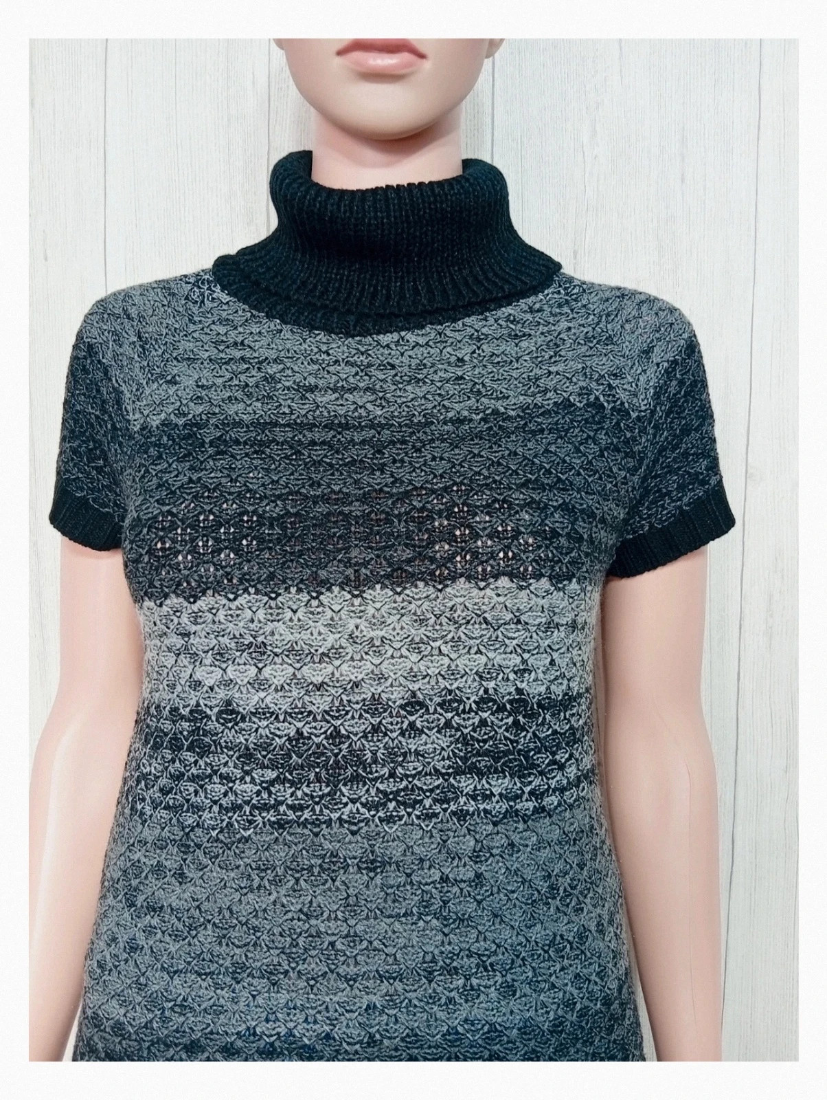 Pull femme col roulé noir et gris - taille M/38 - mim – Mim – taille M / 38 / 10 2