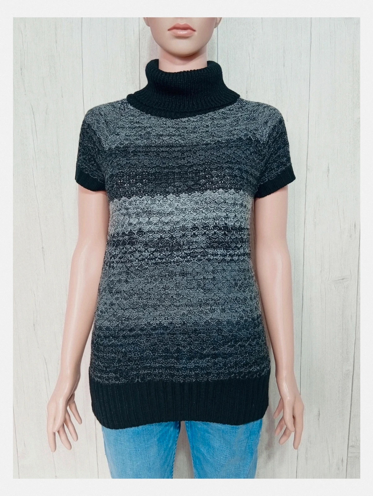 Pull femme col roulé noir et gris - taille M/38 - mim