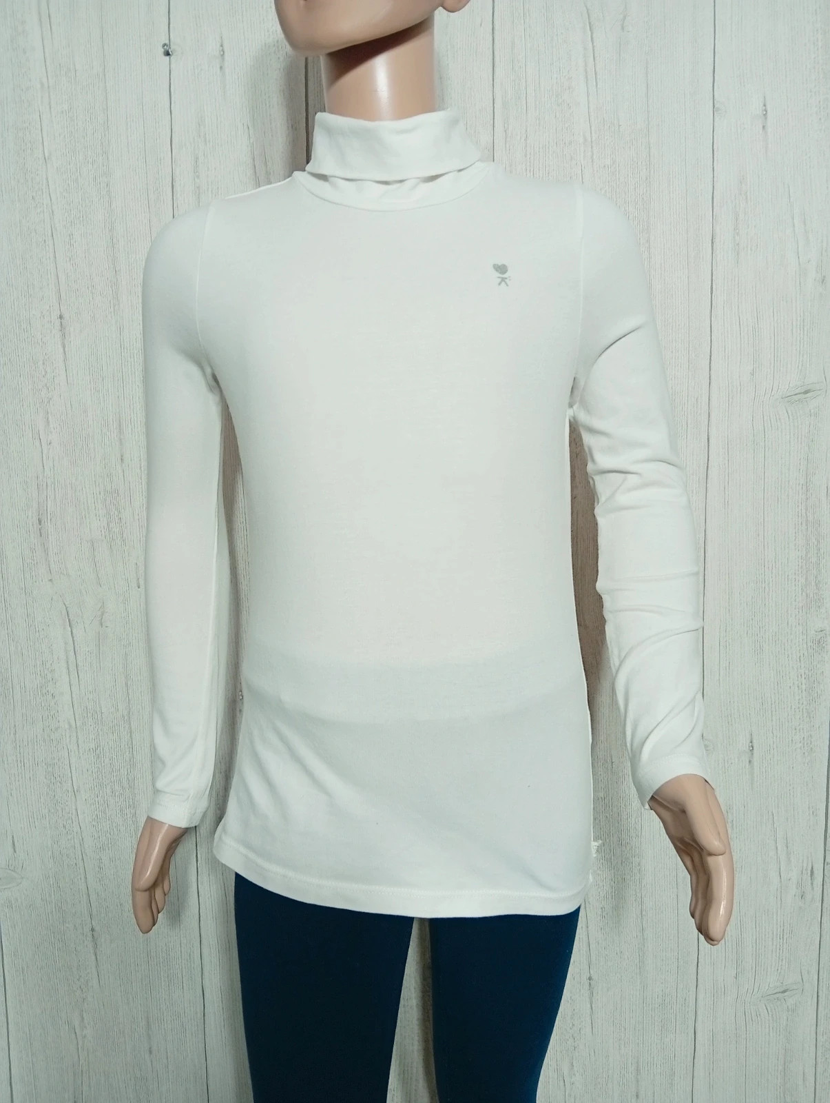 Pull col roulé manches longues fille- taille 8 ans (128 cm) - okaidi - couleur blanc – Okaïdi – taille 8 ans / 128 cm