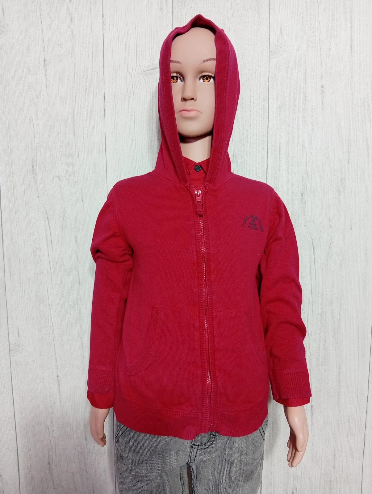 Gilet zippé garcon- taille 4 ans (104 cm) - vertbaudet - couleur rouge