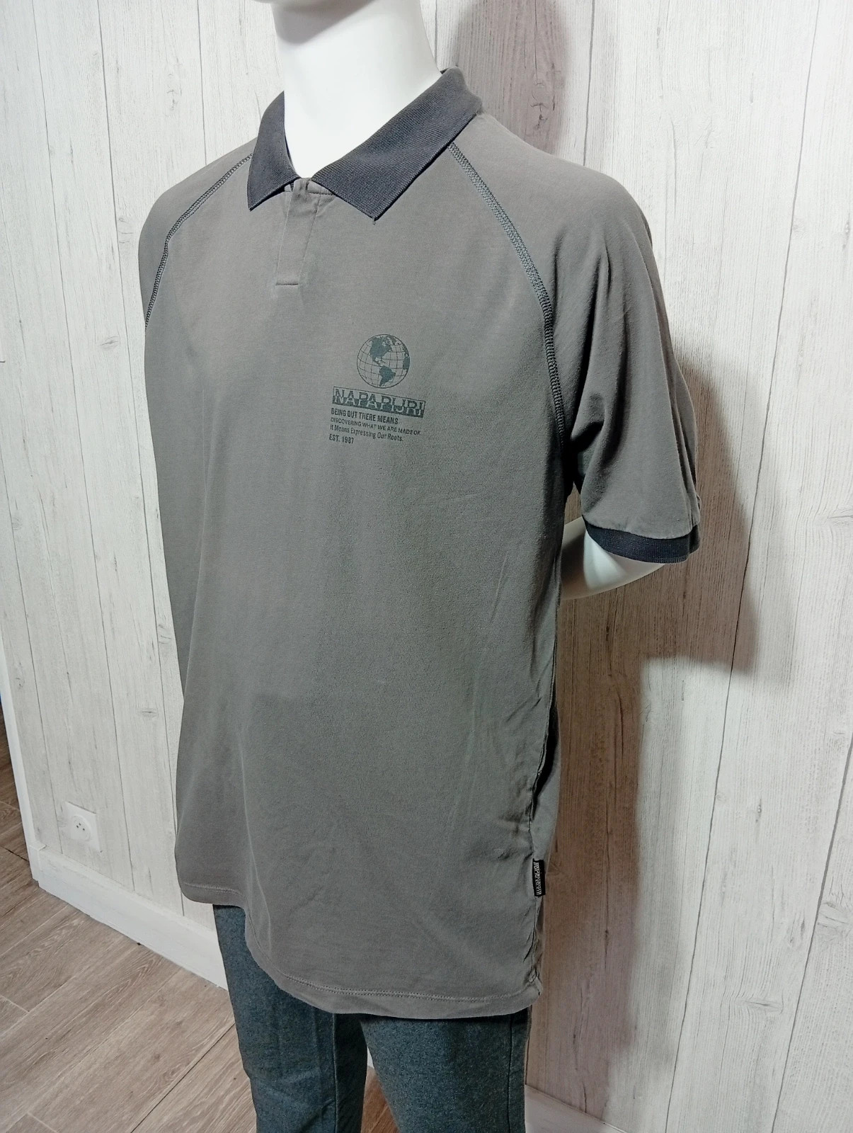 Polo manches courtes homme -taille XL/42 - napapijri- couleur gris – Napapijri – taille XL 5