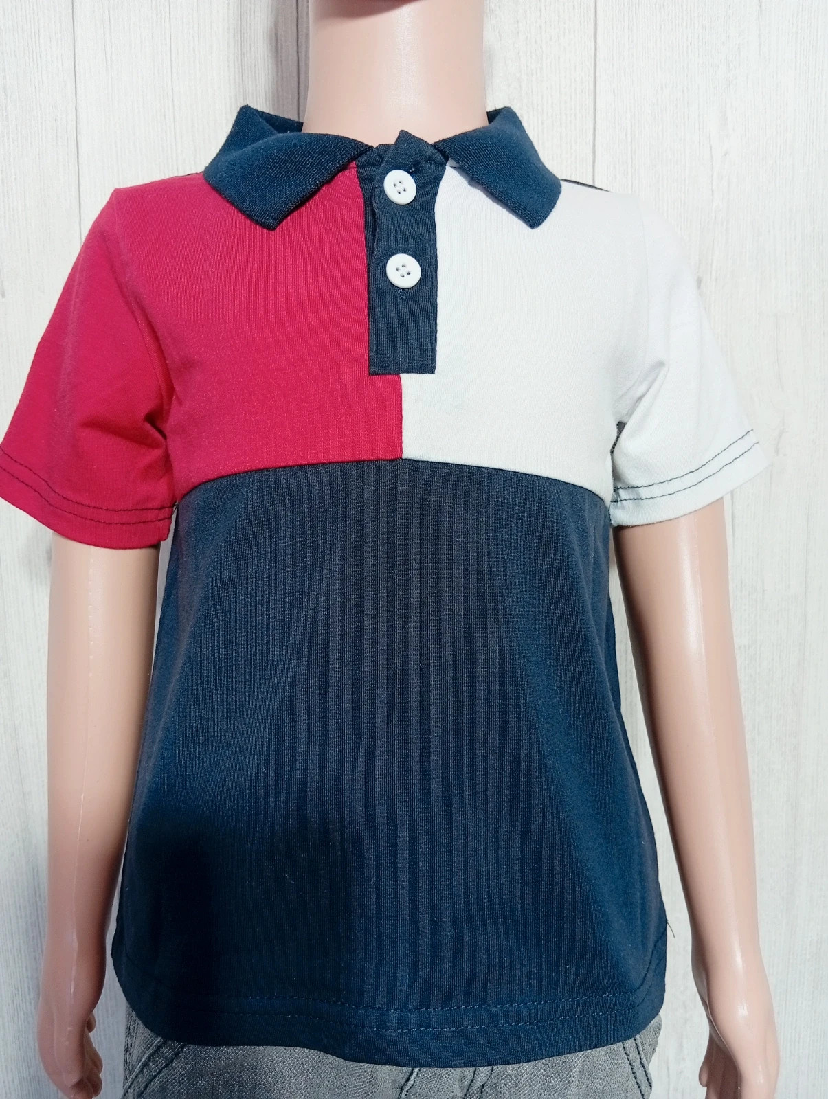 Polo manches courtes garcon - taille 3ans (100 cm) - shein - couleur marine blanc rouge – Shein – taille 3 ans / 98 cm 2
