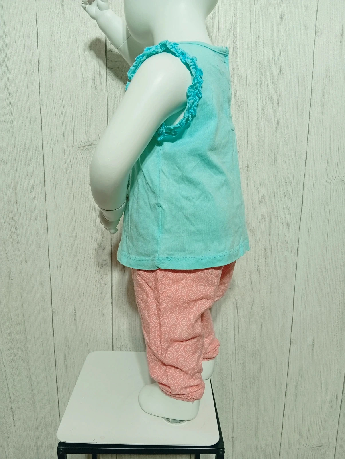 Ensemble 2 pieces fille -taille 18 mois - kimadi et mot d'enfants - couleur menthe rose blanc – Kimadi – taille 12-18 mois / 80 cm 5