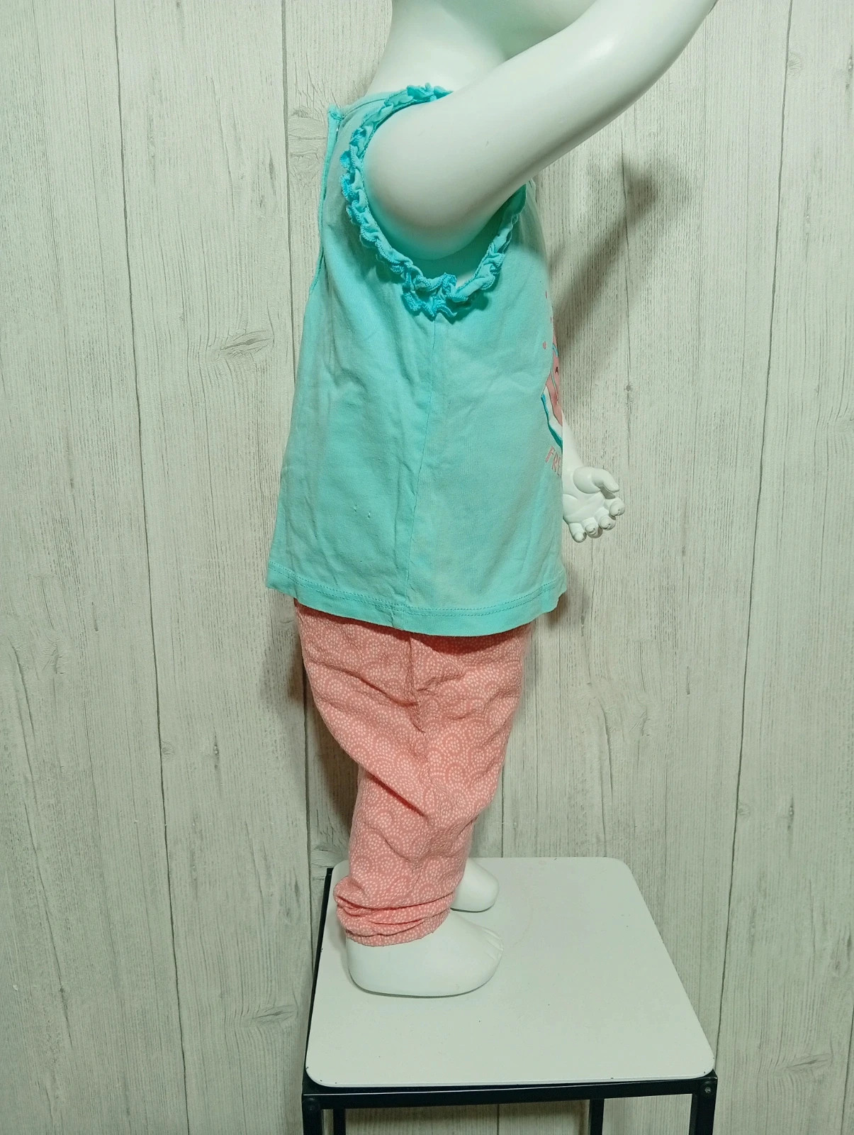 Ensemble 2 pieces fille -taille 18 mois - kimadi et mot d'enfants - couleur menthe rose blanc – Kimadi – taille 12-18 mois / 80 cm 4