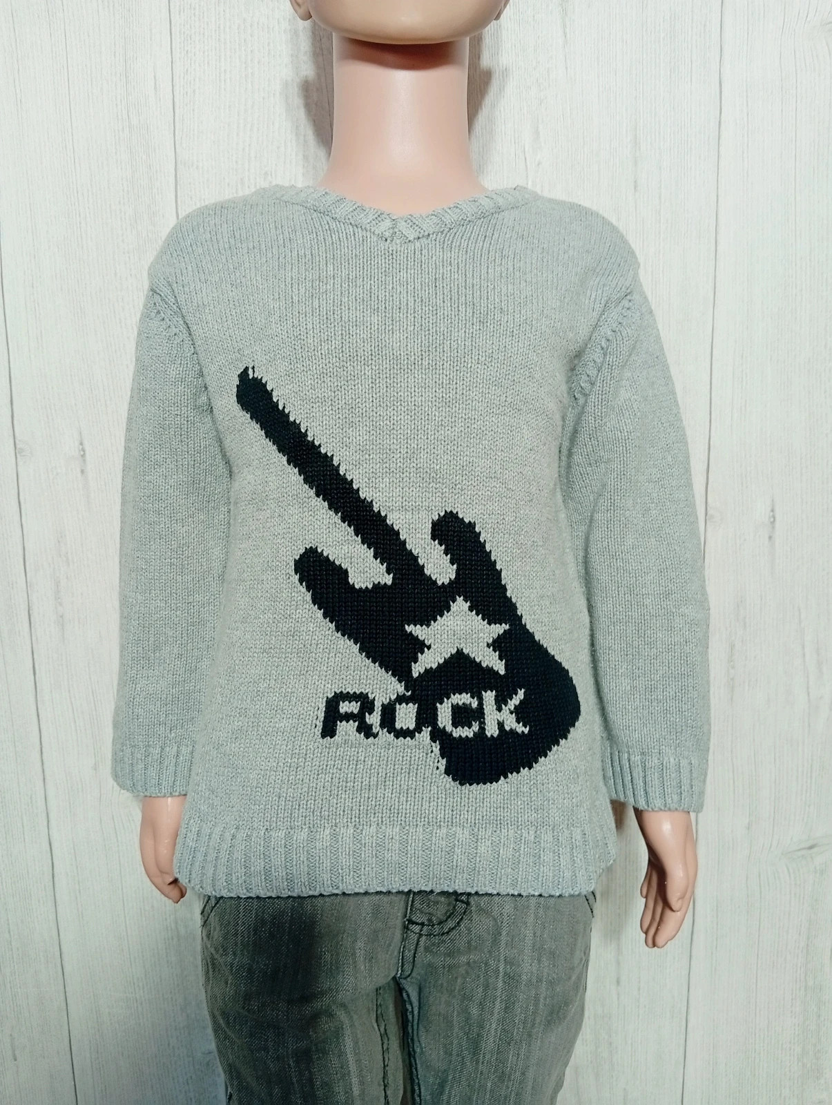 Pull polaire garcon - taille 4 ans (104 cm) - kidkanai- couleur gris et noir
