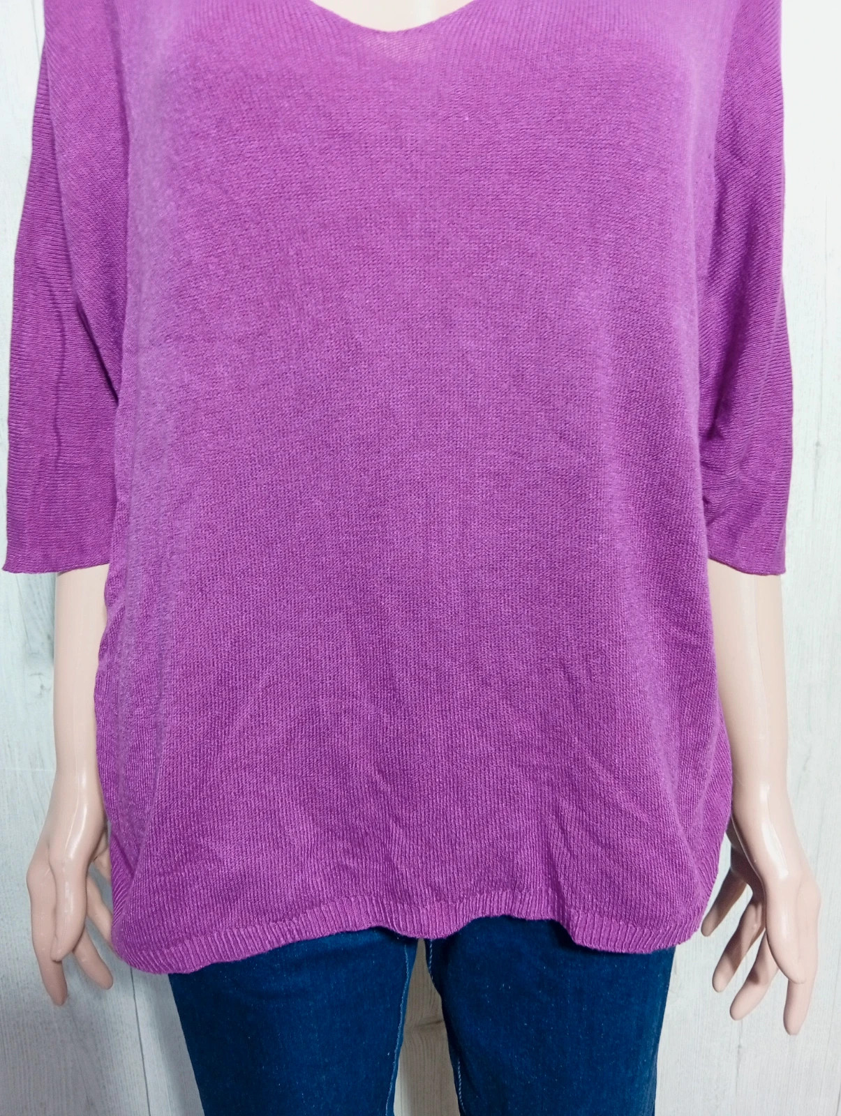 Sweat uni manches 3/4 femme -taille L/40 - new sunshine- couleur violet - neuf – New Sunshine – taille L / 40 / 12 3