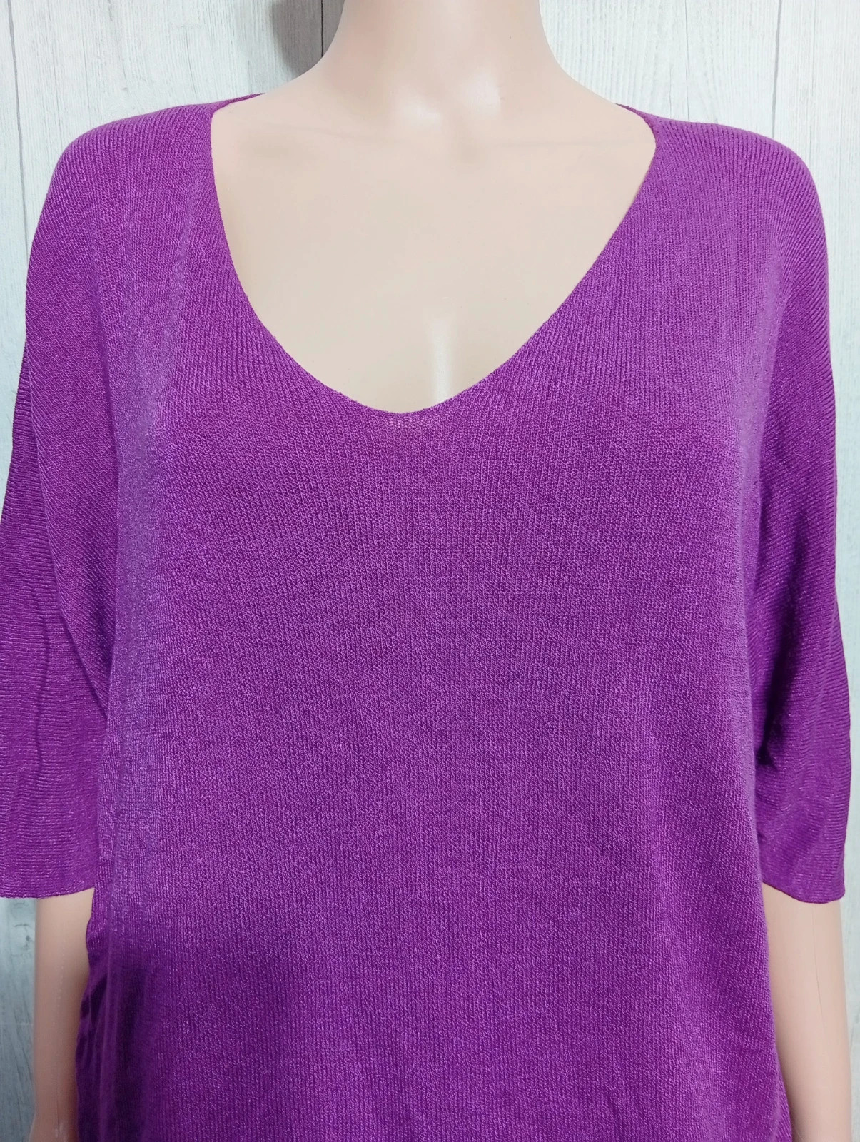 Sweat uni manches 3/4 femme -taille L/40 - new sunshine- couleur violet - neuf – New Sunshine – taille L / 40 / 12 2