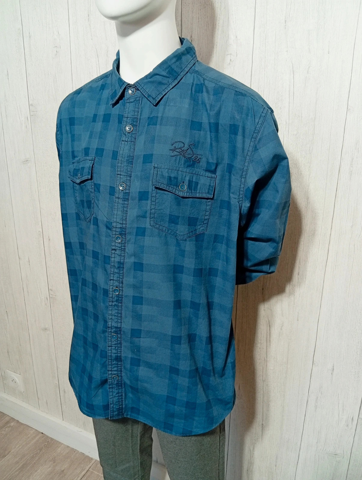 Chemise a carreaux homme - taille XXL/44 - RMS26 - couleur marine – rms26 – taille XXL 5