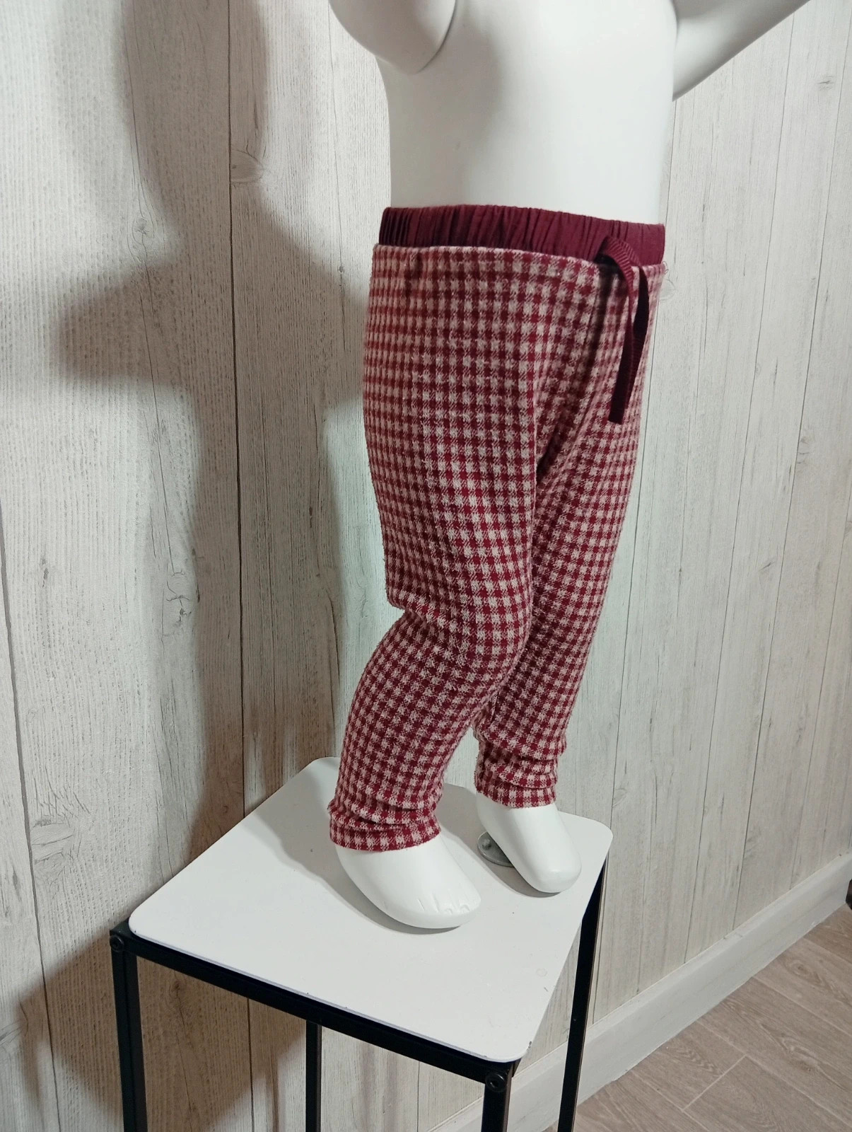 Leggins a carreaux fille - taille 12/18 mois (86 cm) - zara - couleur bordeaux blznc – Zara – taille 12-18 mois / 80 cm 2