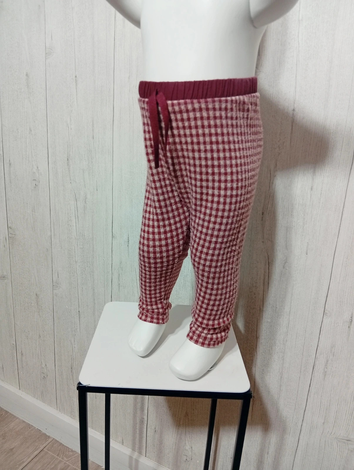 Leggins a carreaux fille - taille 12/18 mois (86 cm) - zara - couleur bordeaux blznc – Zara – taille 12-18 mois / 80 cm 3