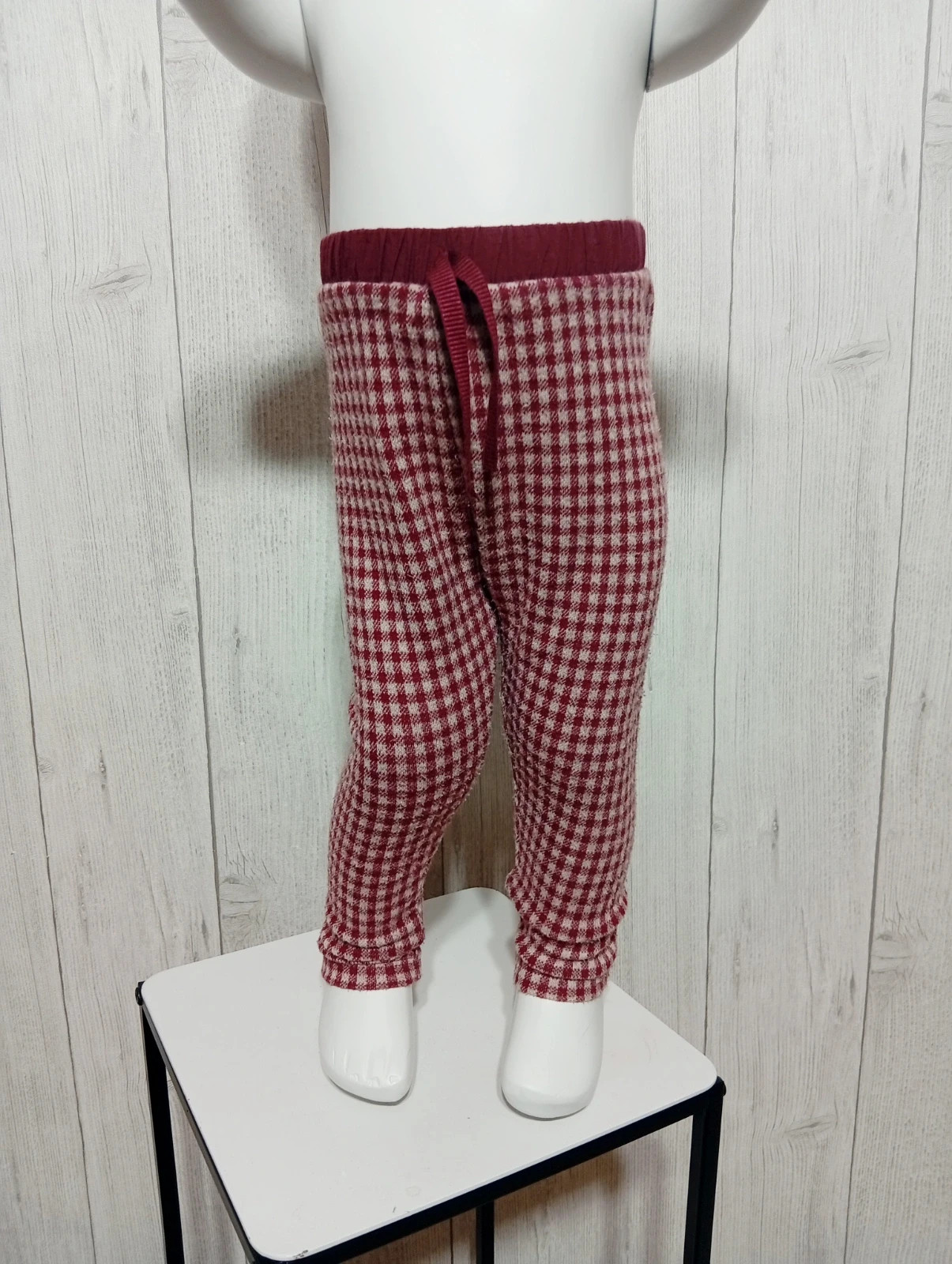 Leggins a carreaux fille - taille 12/18 mois (86 cm) - zara - couleur bordeaux blznc – Zara – taille 12-18 mois / 80 cm