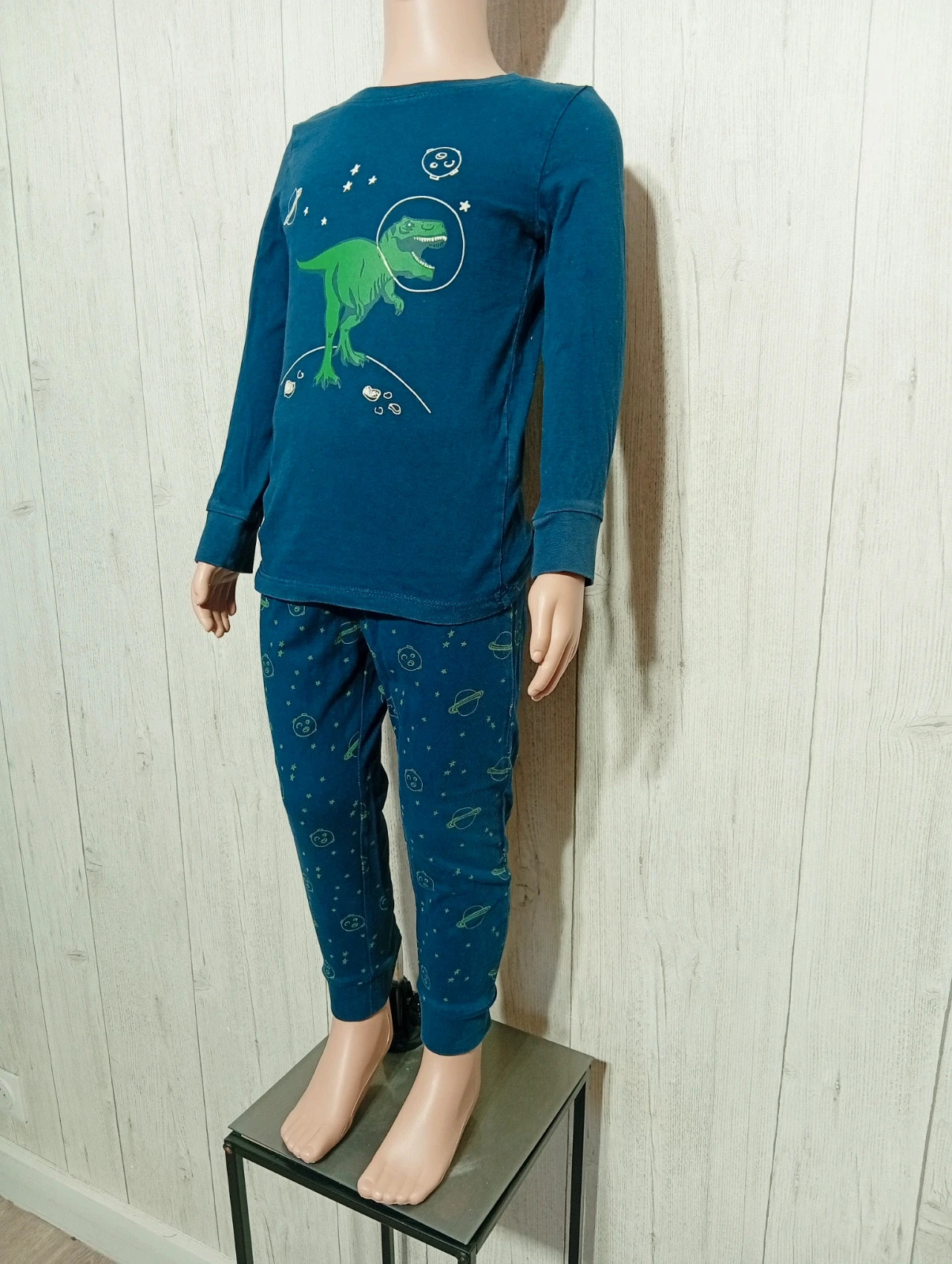 Ensemble pyjama 2 pieces garcon- taille 4 ans (102 cm) - RR- couleur marine blanc vert – RR – taille 4 ans / 104 cm 5