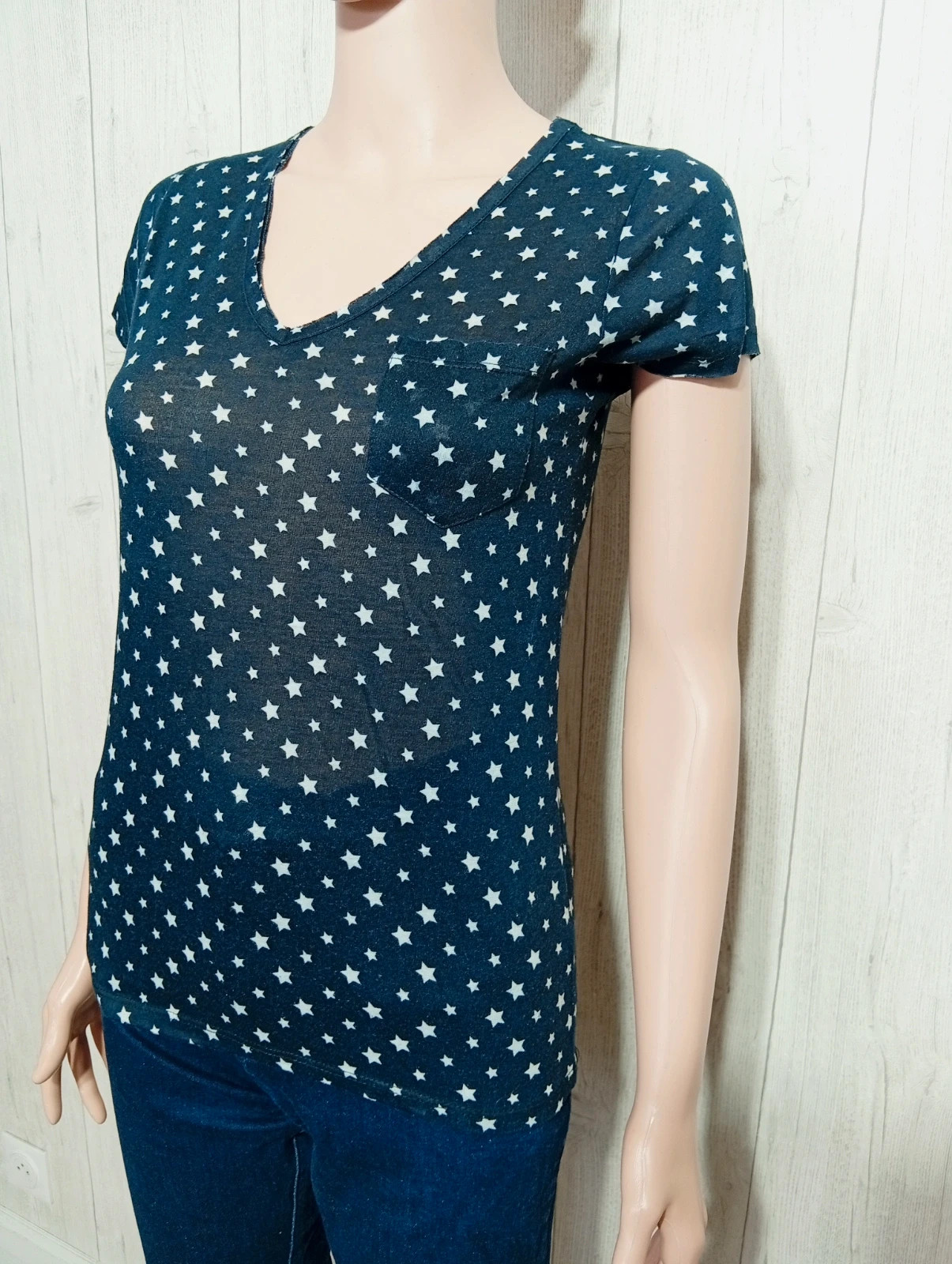 T-shirt imprimé manches courtes femme - taille S/36 - chose promise - couleur marine et blanc – Chose Promise – taille S / 36 / 8 5
