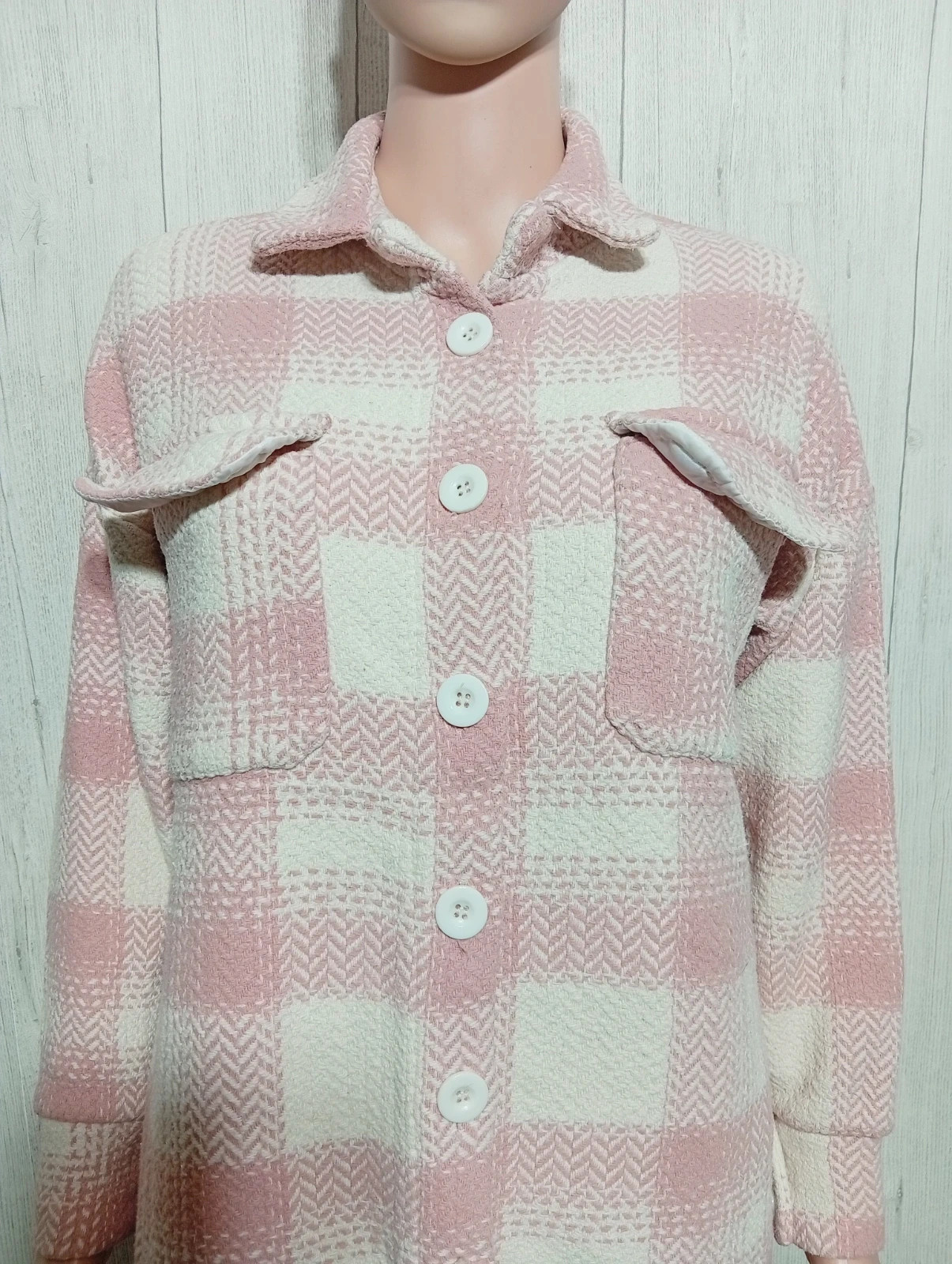 Veste chemise femme - taille L/40 - new collection - couleur rose blanc – New Collection – taille L / 40 / 12 2