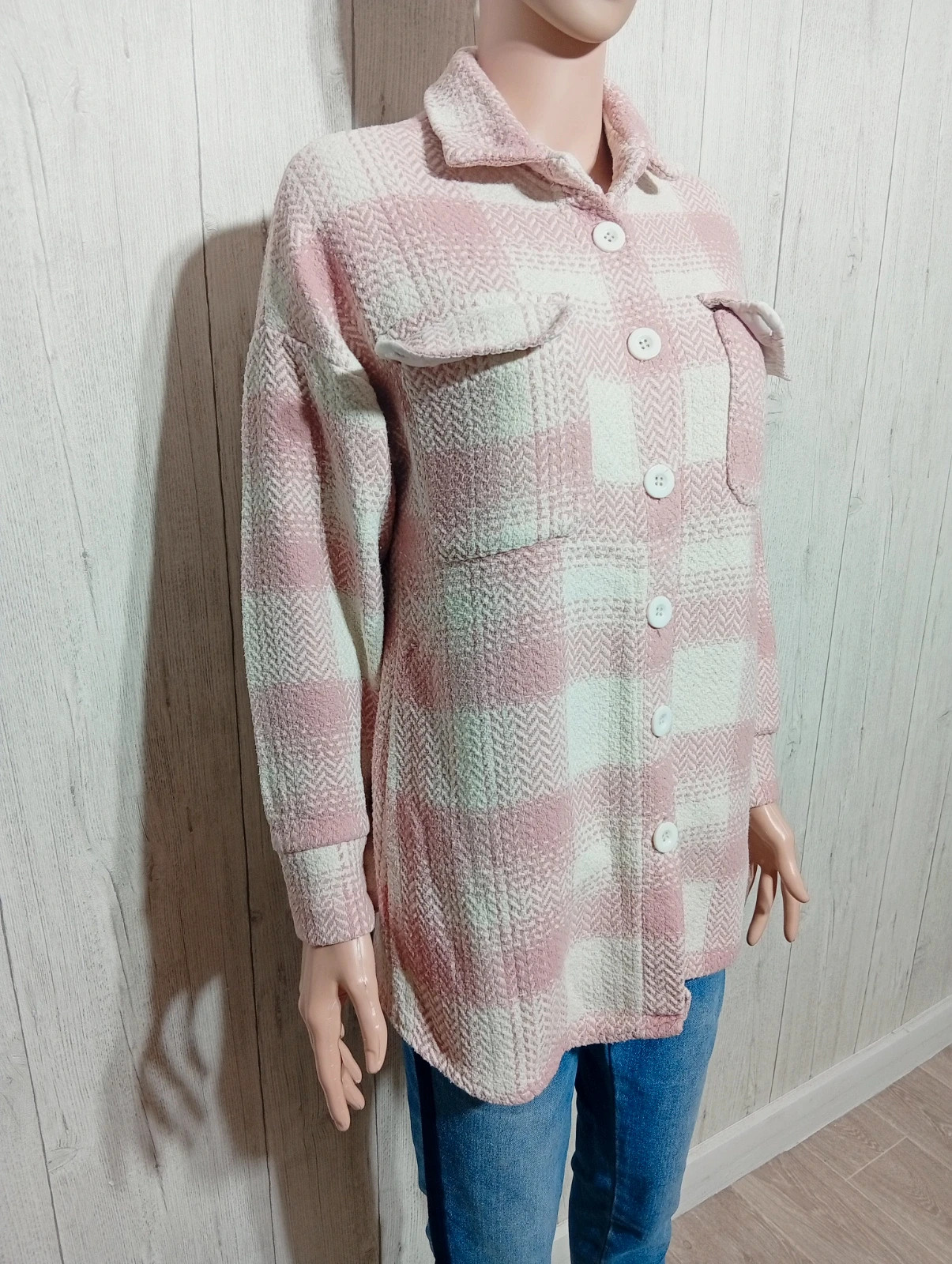 Veste chemise femme - taille L/40 - new collection - couleur rose blanc – New Collection – taille L / 40 / 12 4