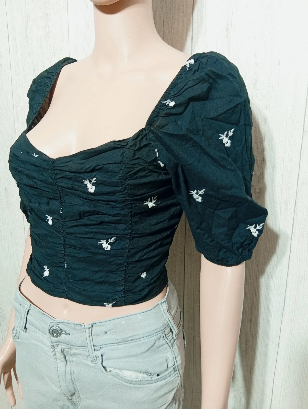 Top court femme - taille S/36 - stradivarius - couleur noir blanc – Stradivarius – taille S / 36 / 8 3