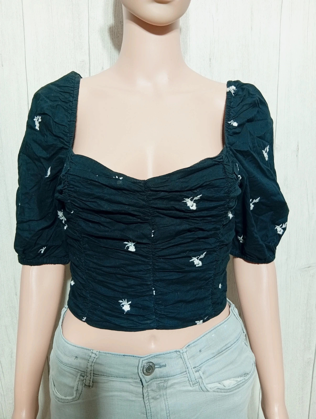 Top court femme - taille S/36 - stradivarius - couleur noir blanc