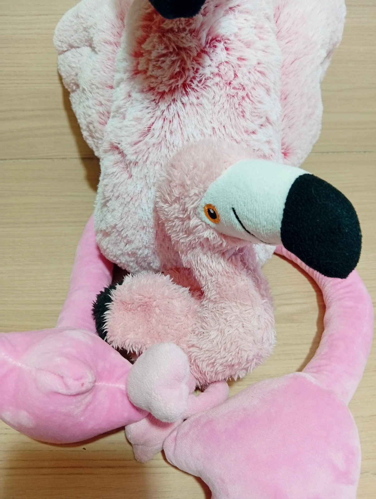 Peluches flament rose avec son bébé - taille 90 cm- nicotoy- couleur rose – Nicotoy – taille Taille unique 2