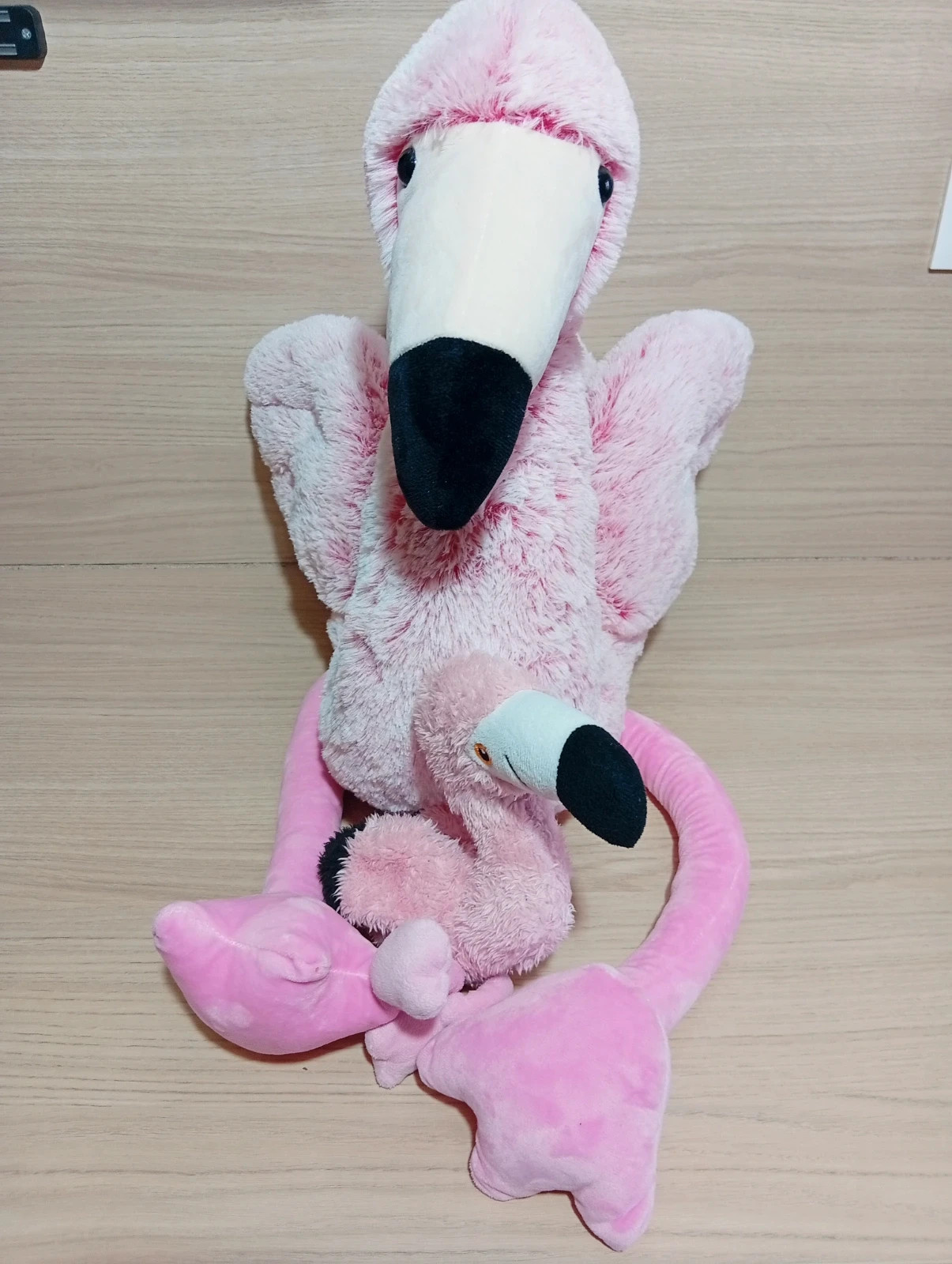 Peluches flament rose avec son bébé - taille 90 cm- nicotoy- couleur rose – Nicotoy – taille Taille unique 4