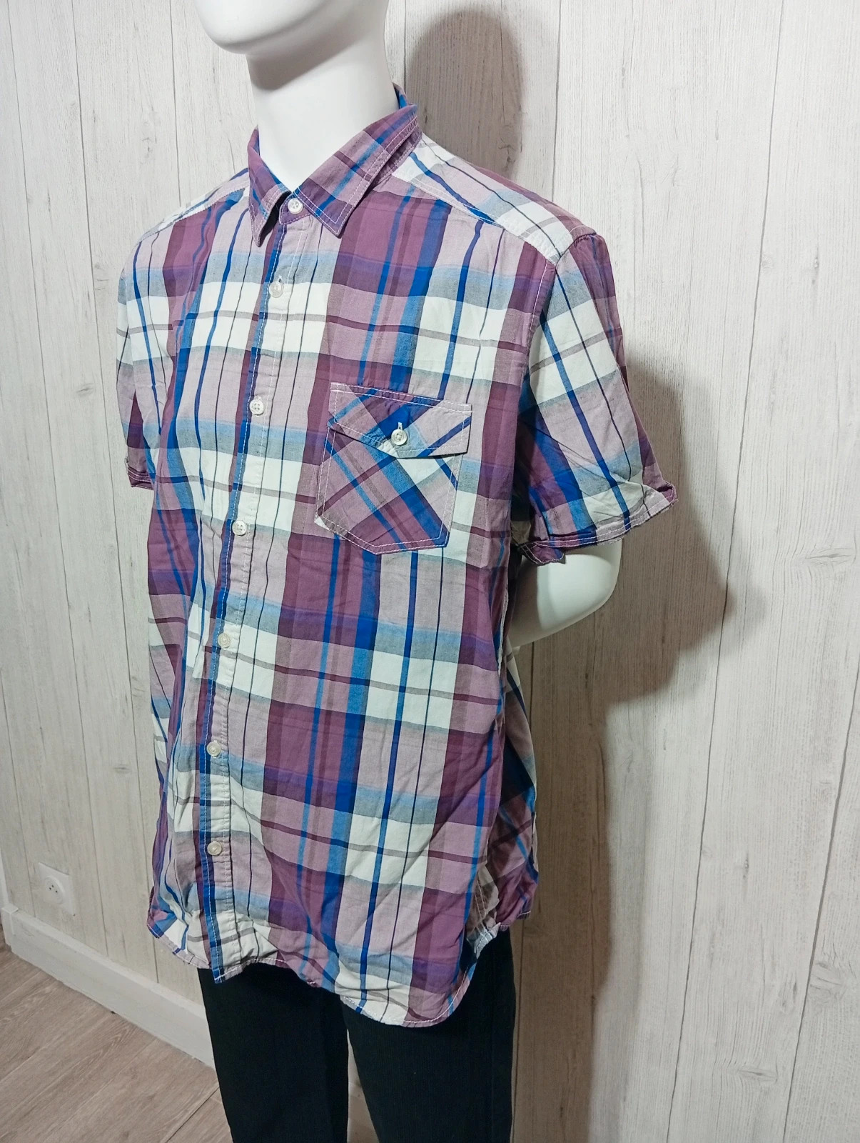 Chemise a carreaux manches courtes homme - – OWK – taille XL 5