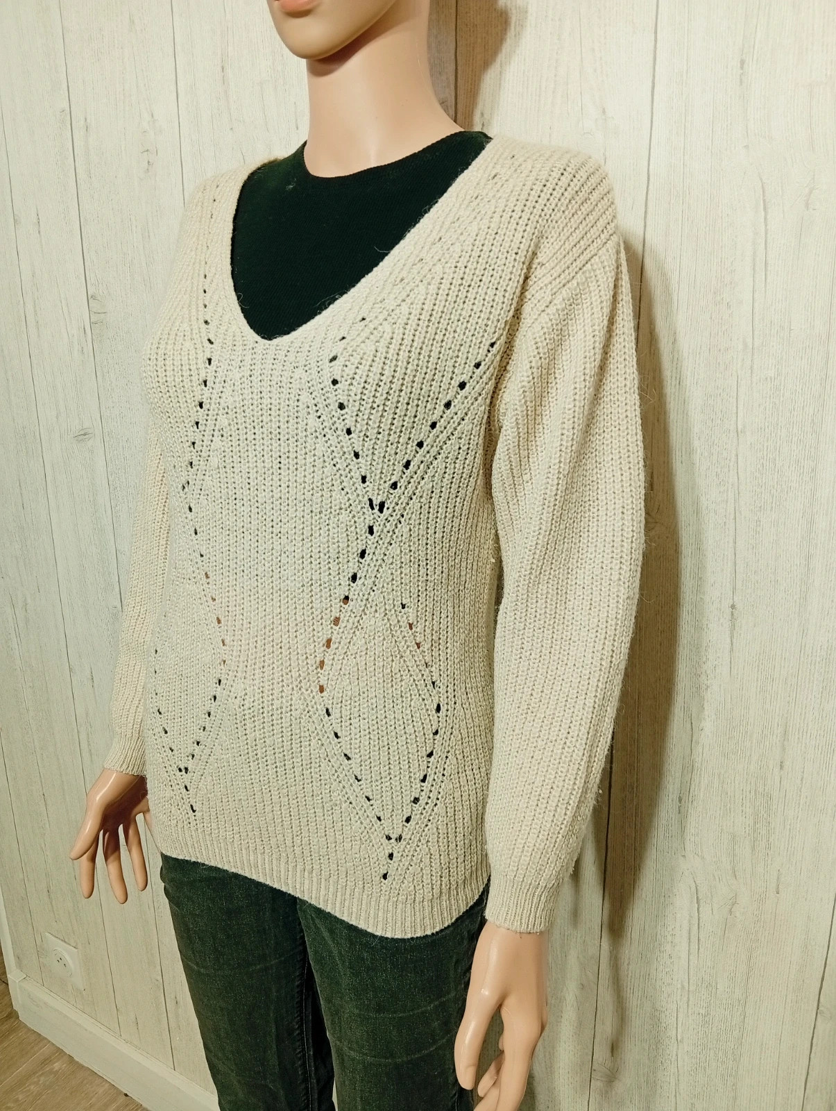 Pull d'hiver a col V fille - taille 16 ans - miss avant première - couleur creme – Miss Avant Premiere – taille 16 ans / 176 cm 5