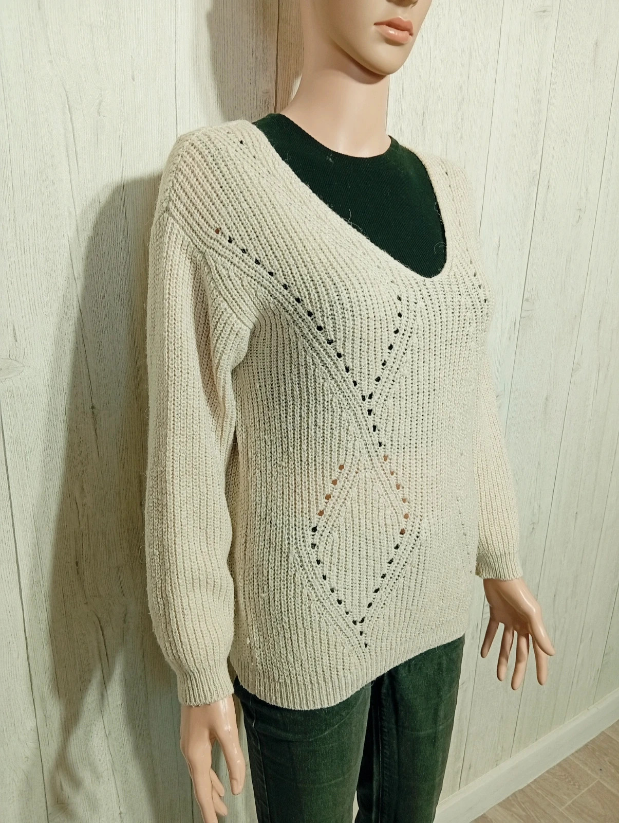 Pull d'hiver a col V fille - taille 16 ans - miss avant première - couleur creme – Miss Avant Premiere – taille 16 ans / 176 cm 4