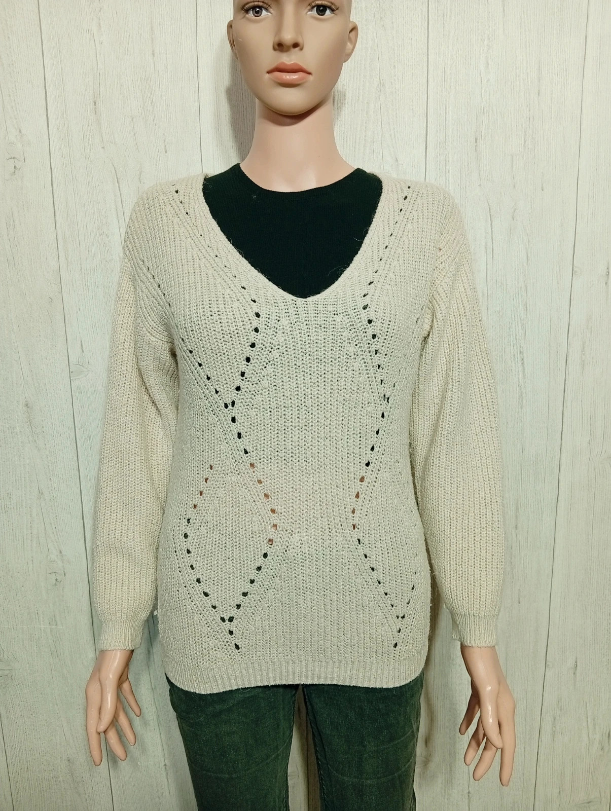 Pull d'hiver a col V fille - taille 16 ans - miss avant première - couleur creme – Miss Avant Premiere – taille 16 ans / 176 cm