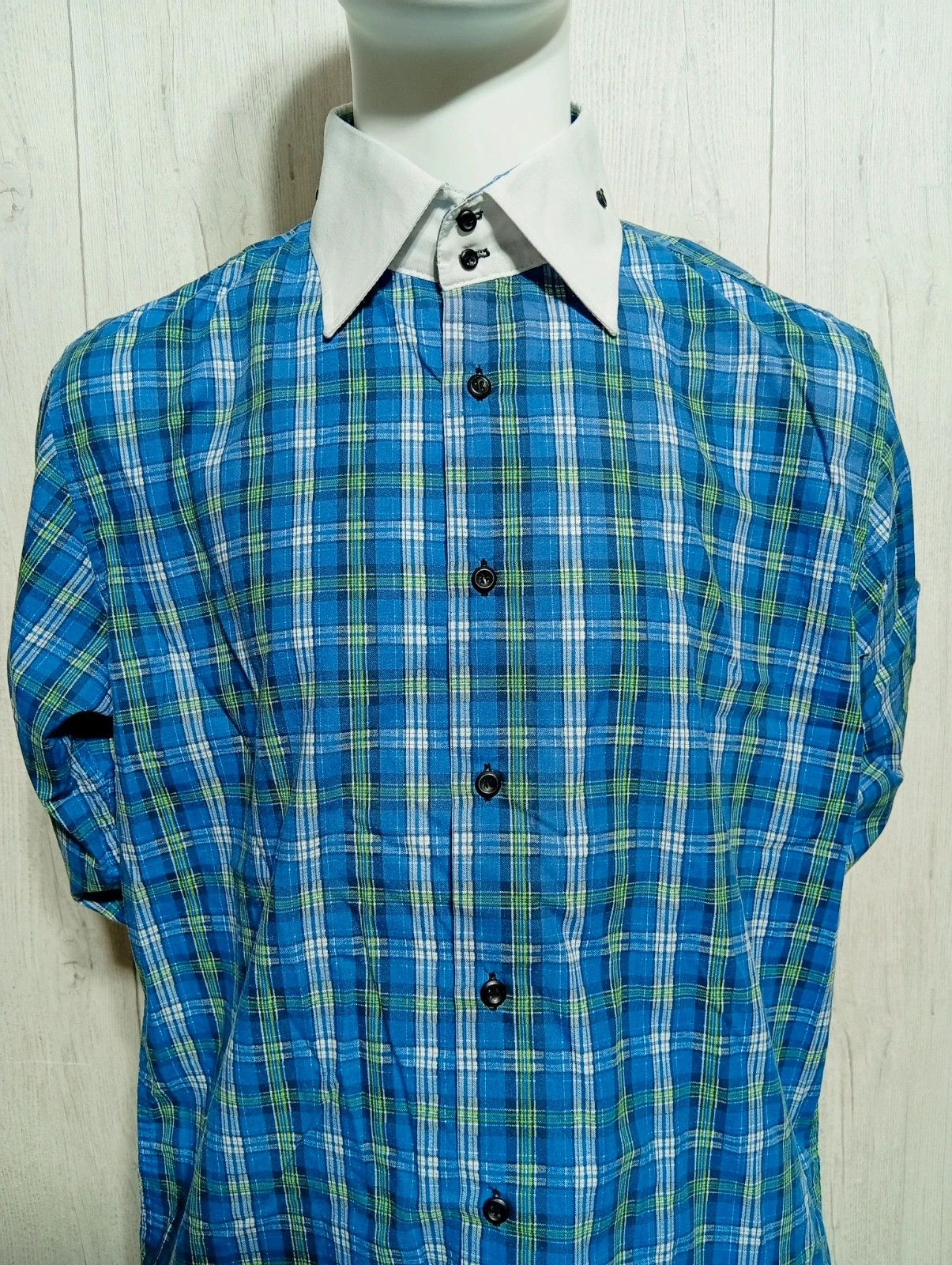 Chemise a carreaux homme - taille XL/42- Giogio Morello - couleur bleu blanc vert – Giorgio Morello – taille XL 2