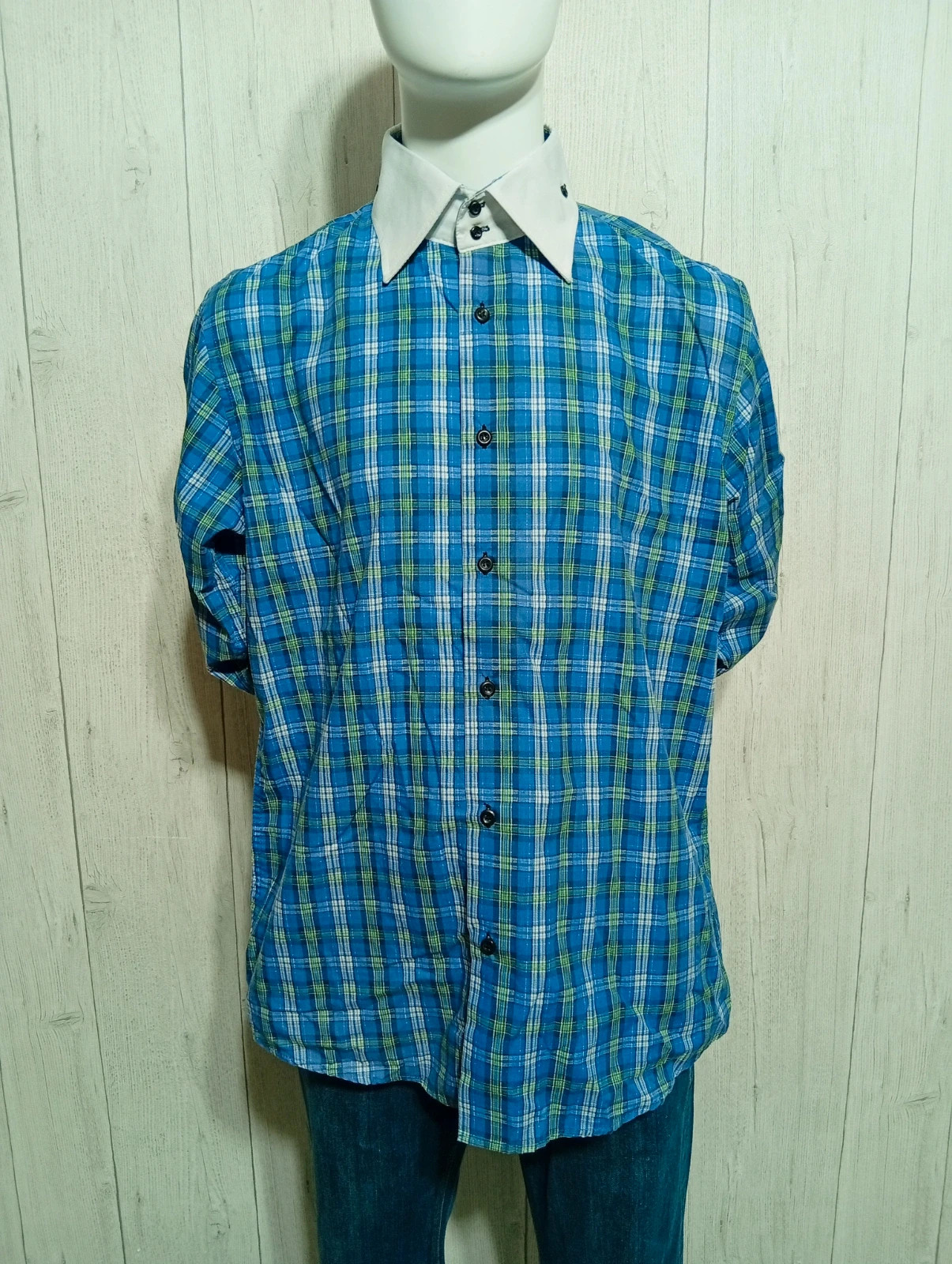 Chemise a carreaux homme - taille XL/42- Giogio Morello - couleur bleu blanc vert – Giorgio Morello – taille XL