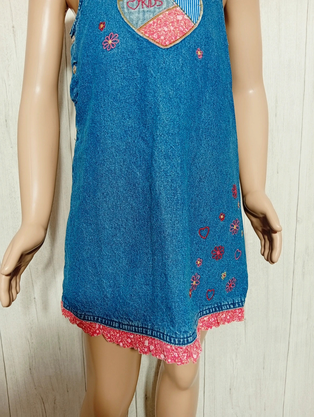 Robe en jean fille - taille 7 ans (120 cm) - vertbaudet - couleur bleu et rouge – Vertbaudet – taille 7 ans / 122 cm 3