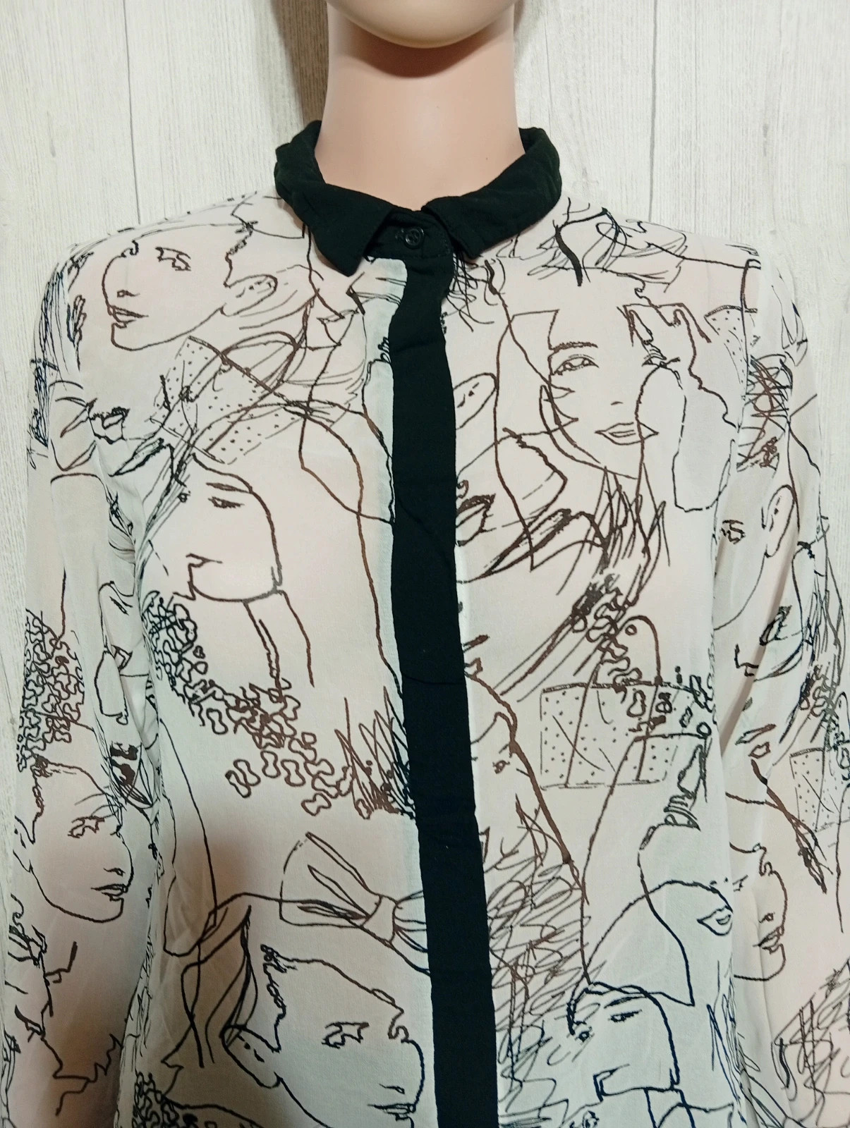 Chemisier imprimé manche longue femme - taille S/36 - shein - couleur creme et noir – Shein – taille S / 36 / 8 2