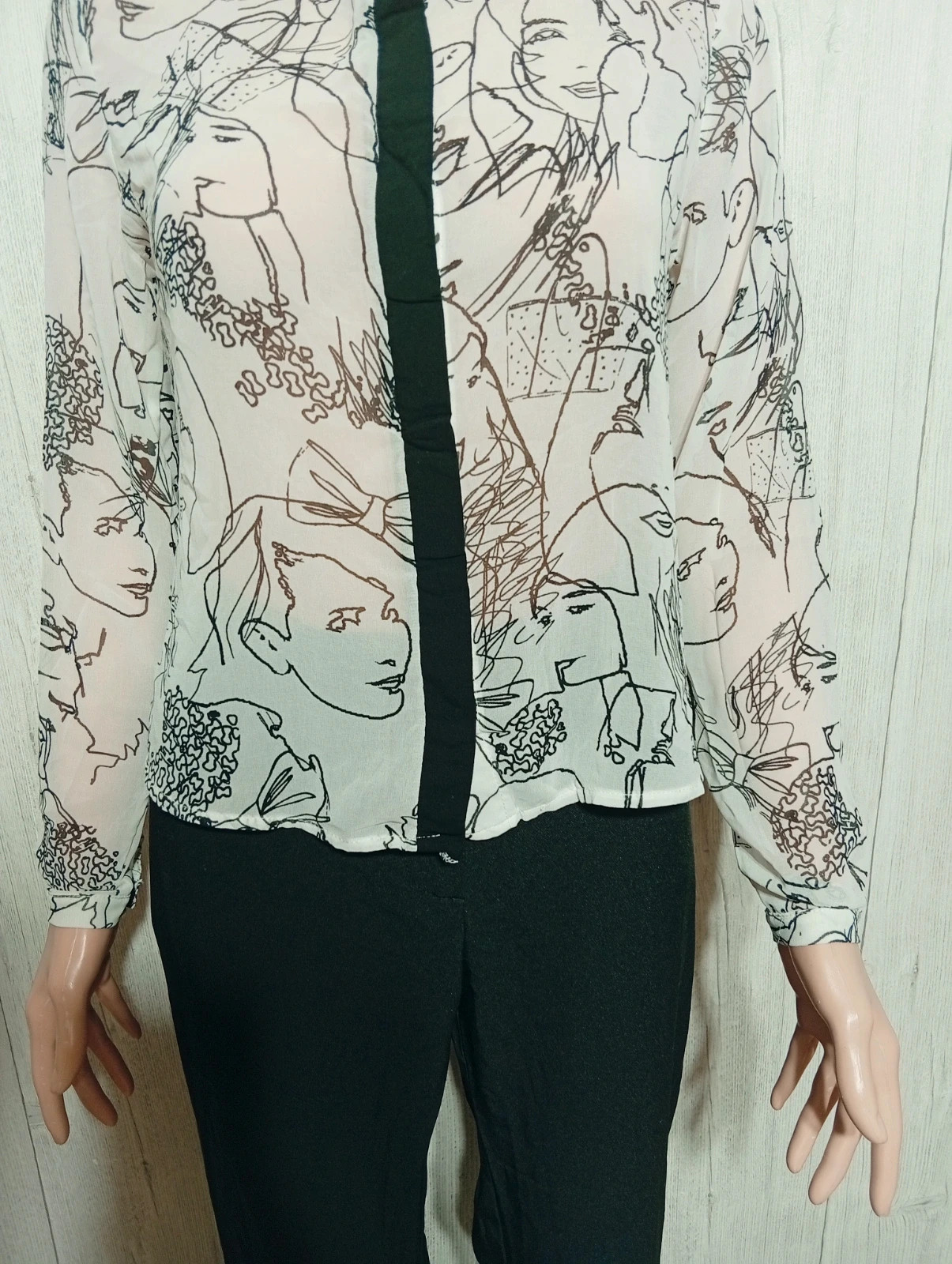 Chemisier imprimé manche longue femme - taille S/36 - shein - couleur creme et noir – Shein – taille S / 36 / 8 3