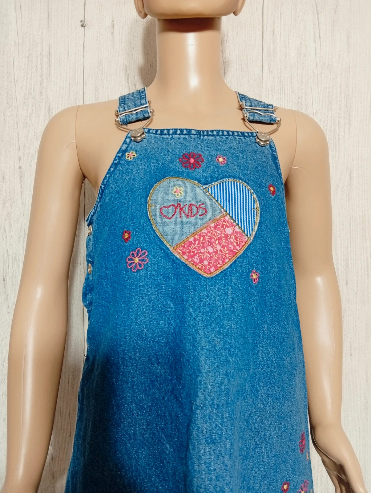 Robe en jean fille - taille 7 ans (120 cm) - vertbaudet - couleur bleu et rouge – Vertbaudet – taille 7 ans / 122 cm 2