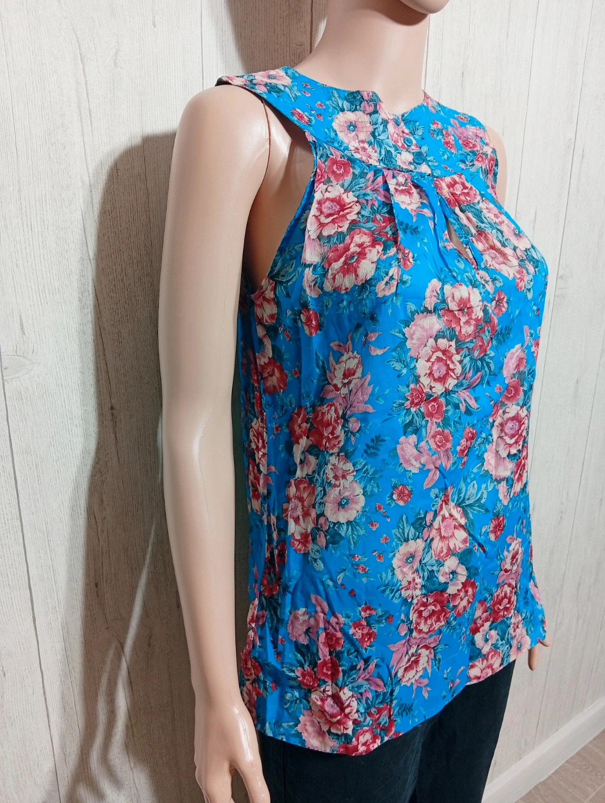Débardeur imprimé a motif floral - taille S/36 - camaïeu - couleur bleu rose rouge – Camaïeu – taille S / 36 / 8 4