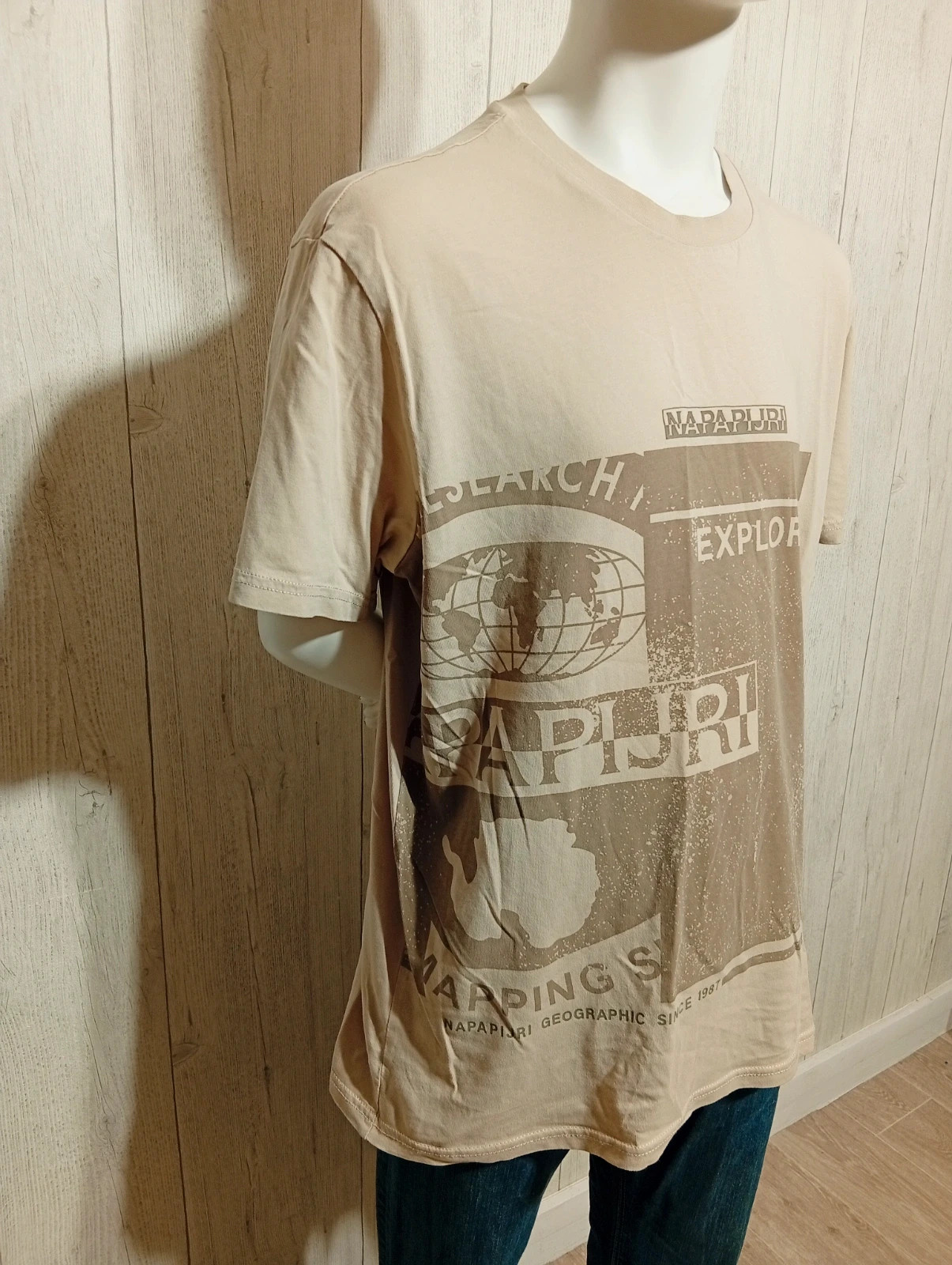 T-shirt imprimé manche courte homme - taille XL/42 - napapijri- couleur beige – Napapijri – taille XL 4