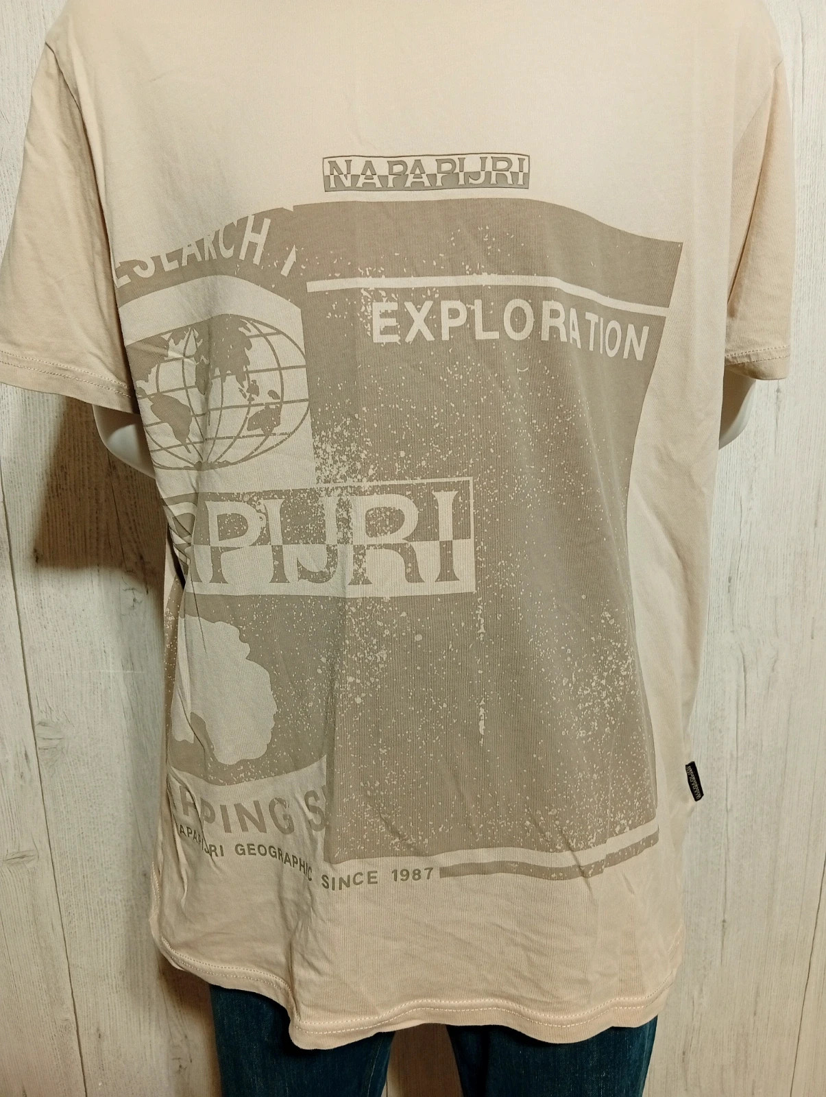 T-shirt imprimé manche courte homme - taille XL/42 - napapijri- couleur beige – Napapijri – taille XL 3