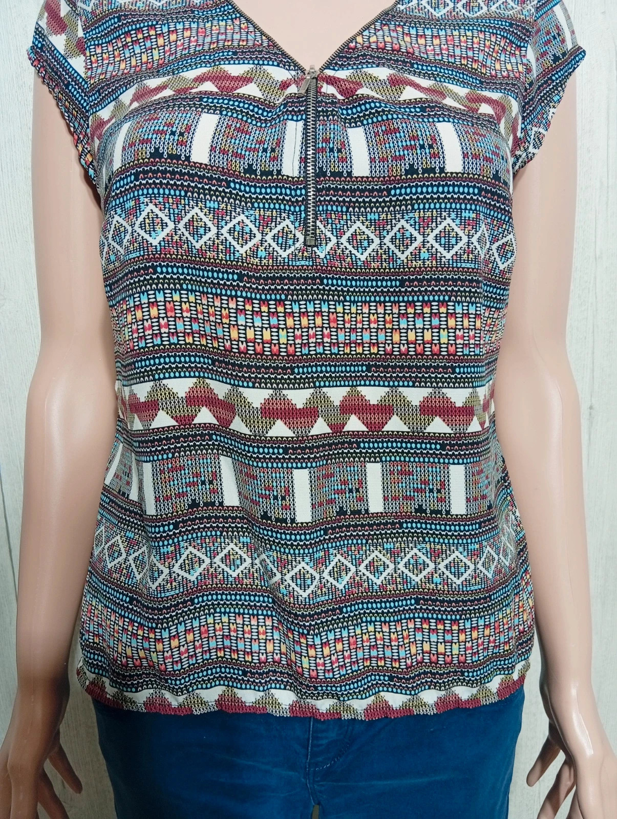 Blouse manche courte femme - couleur S/36 - cache cache - couleur multicolore – Cache Cache – taille S / 36 / 8 3