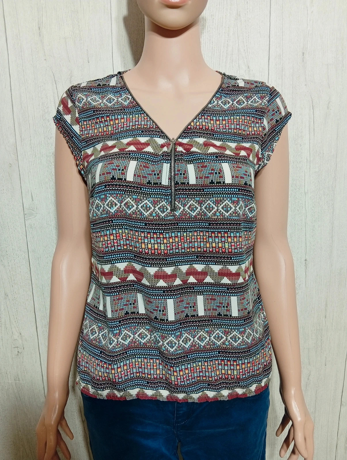Blouse manche courte femme - couleur S/36 - cache cache - couleur multicolore