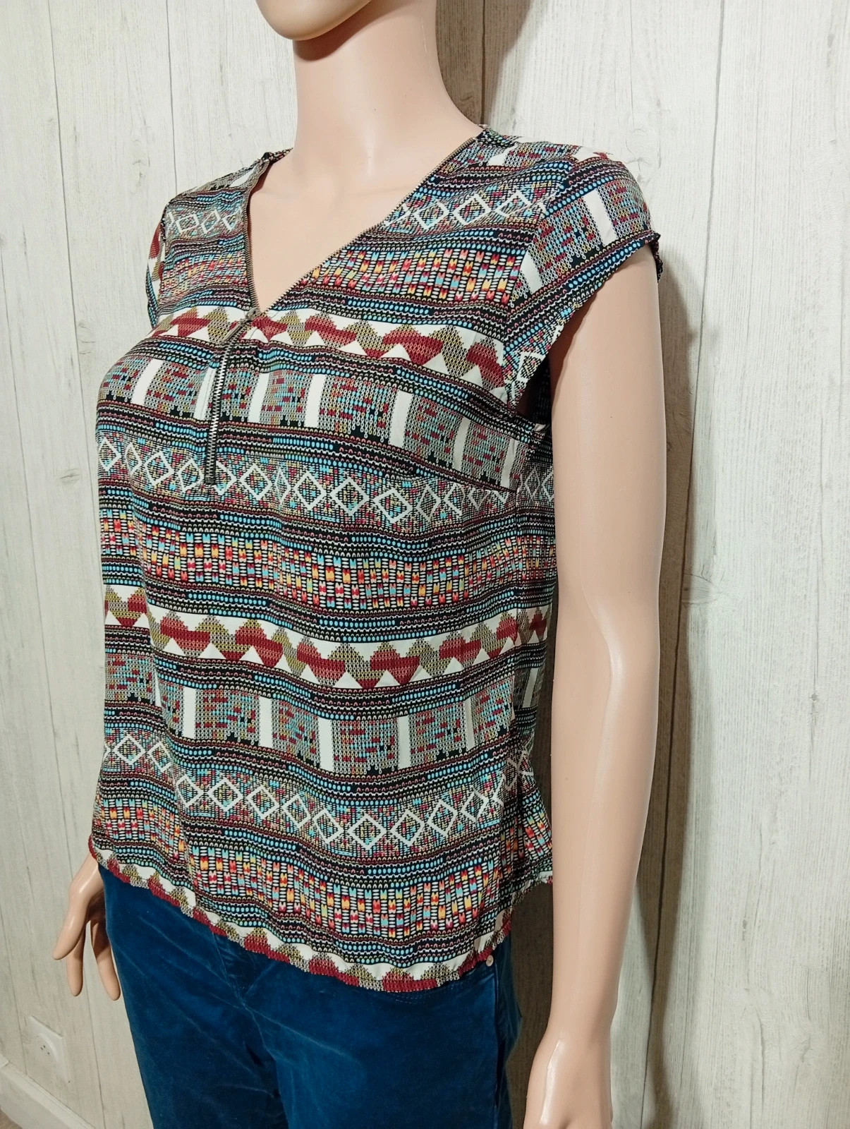 Blouse manche courte femme - couleur S/36 - cache cache - couleur multicolore – Cache Cache – taille S / 36 / 8 5