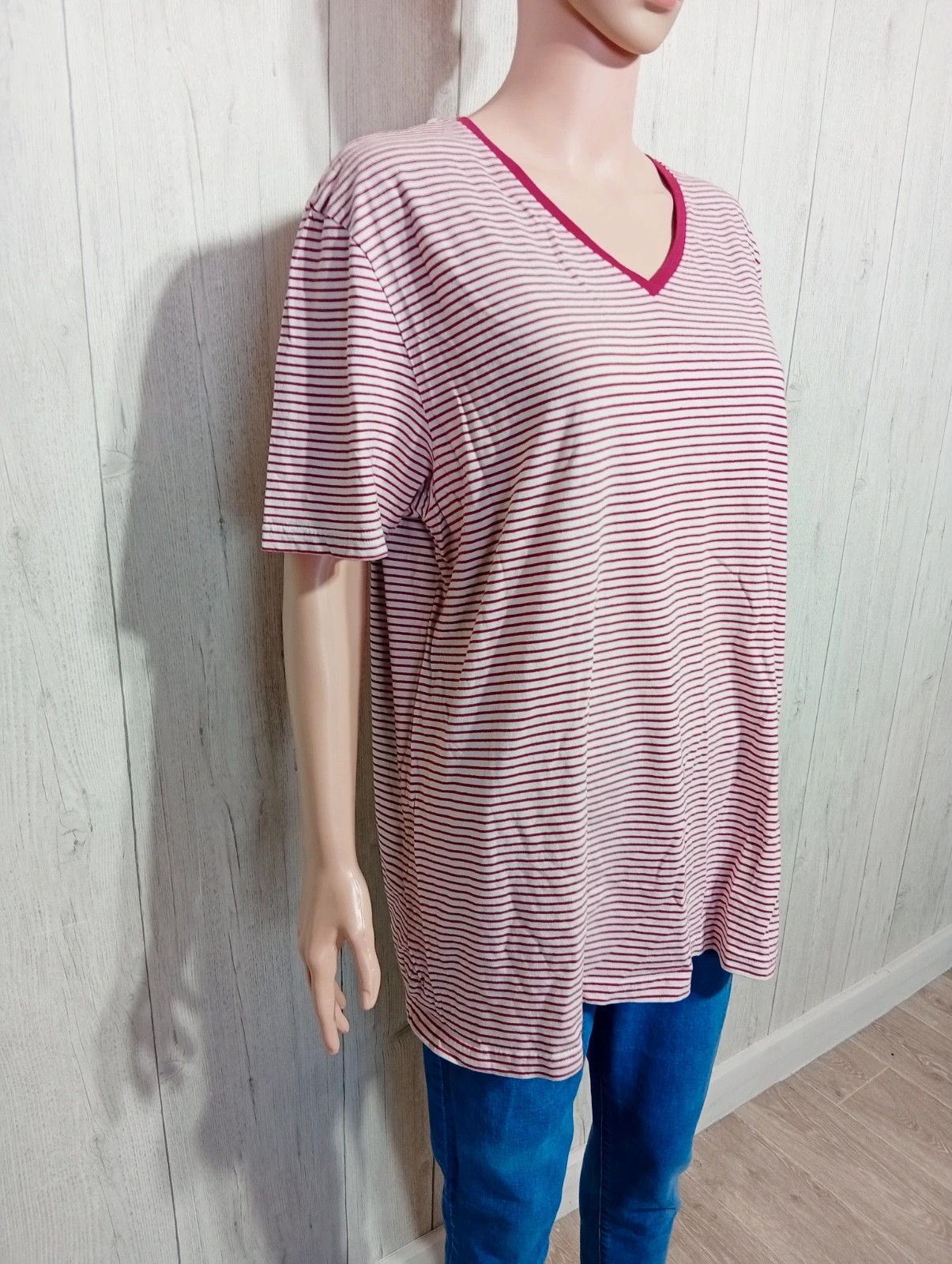 T-shirt a rayure manches courte femme - taille XL/42 - Kiabi - couleur rouge et blanc – Kiabi – taille XL / 42 / 14 5