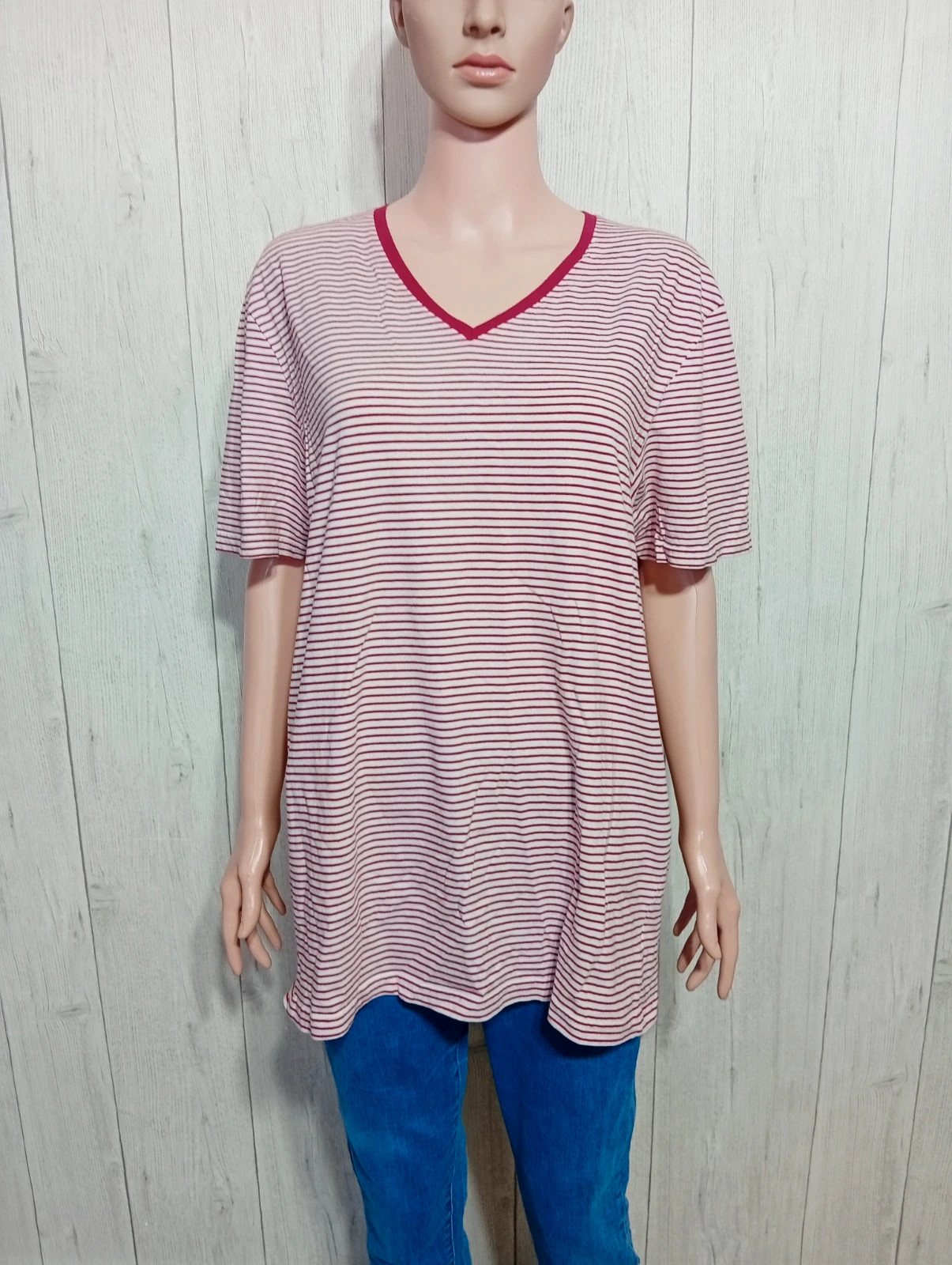 T-shirt a rayure manches courte femme - taille XL/42 - Kiabi - couleur rouge et blanc – Kiabi – taille XL / 42 / 14