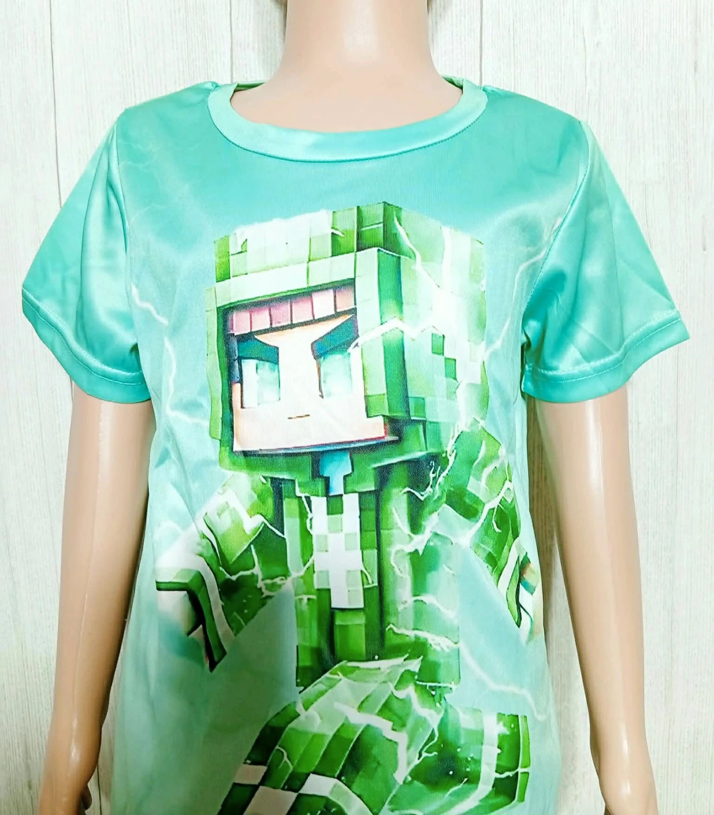 T-shirt imprimé Minecraft garcon-taille 5/6 ans-couleur menthe vert-neuf – taille 5 ans / 110 cm 2