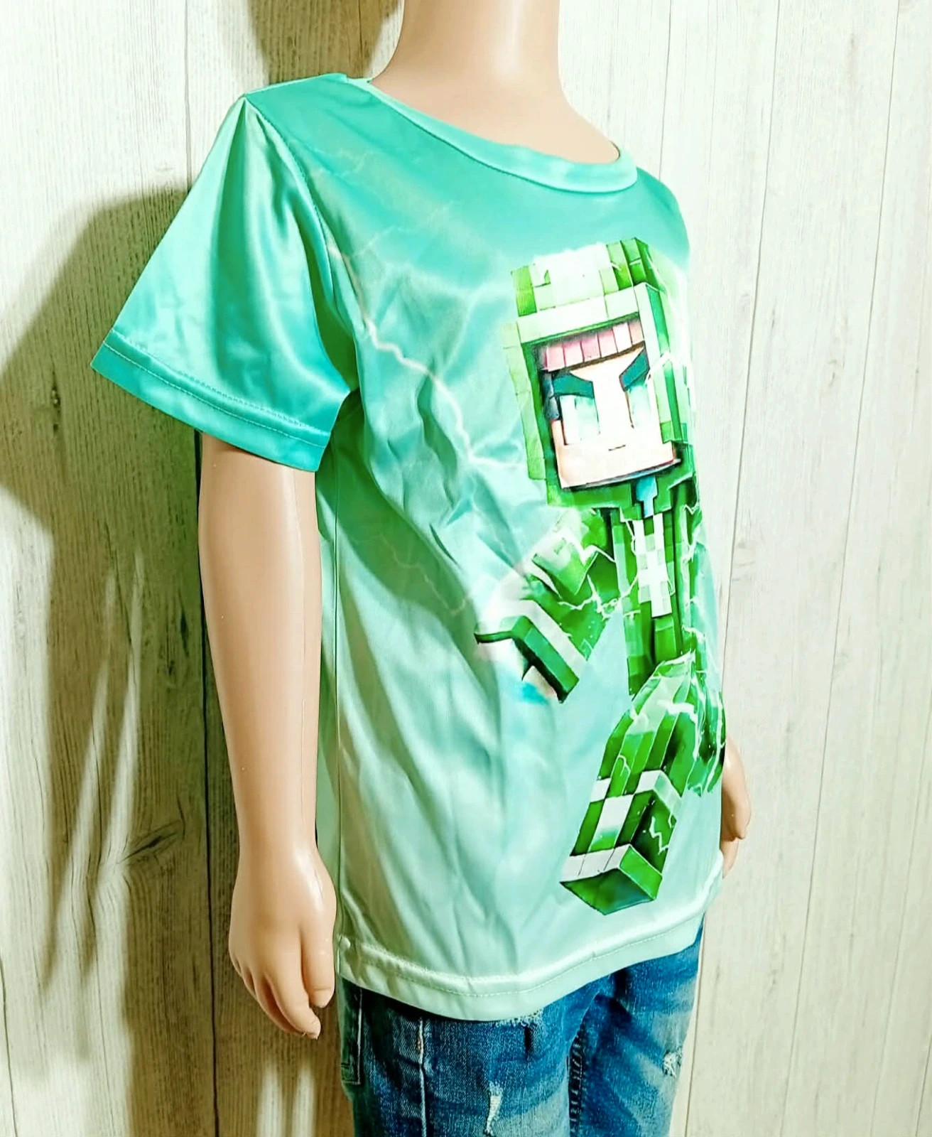 T-shirt imprimé Minecraft garcon-taille 5/6 ans-couleur menthe vert-neuf – taille 5 ans / 110 cm 5
