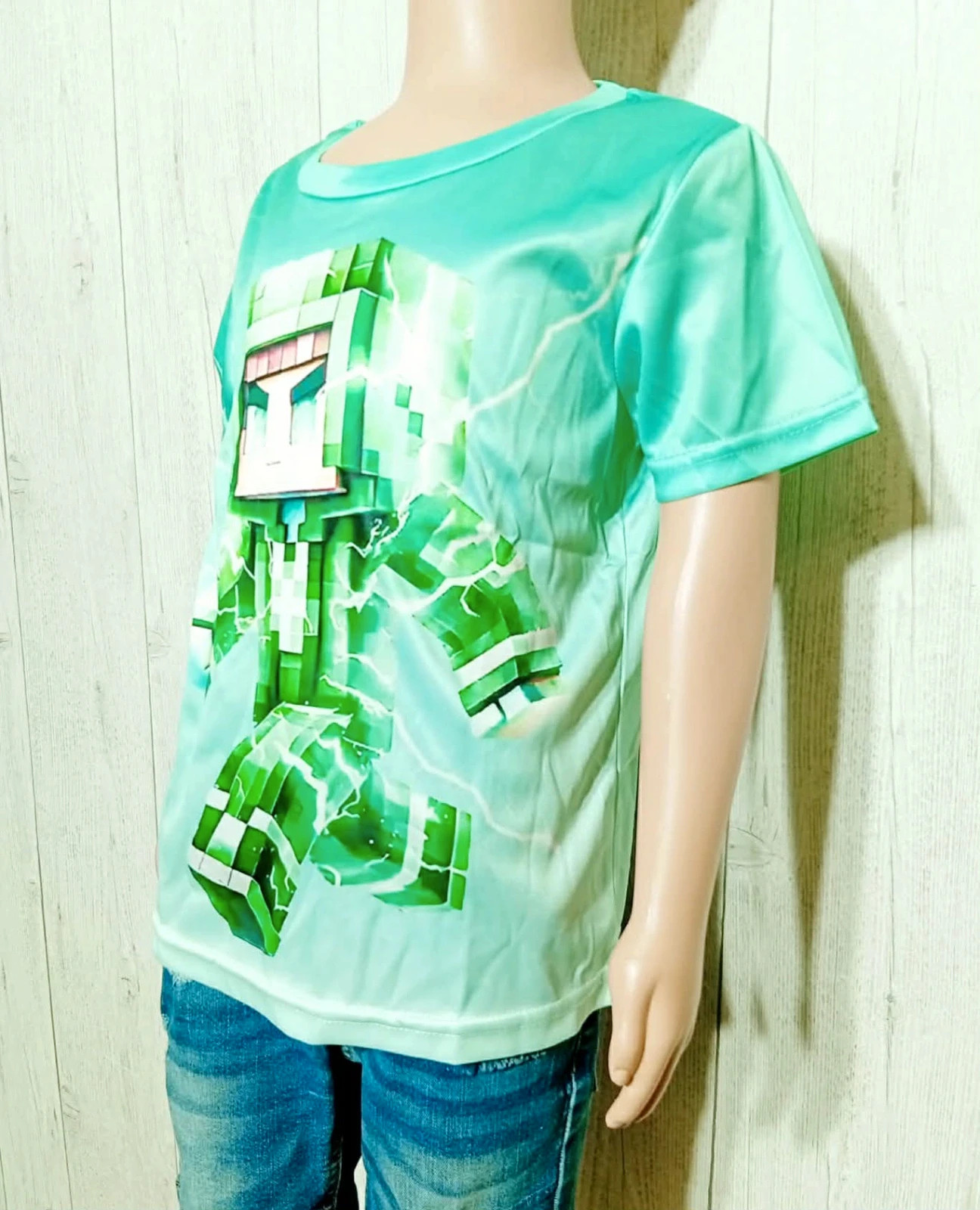 T-shirt imprimé Minecraft garcon-taille 5/6 ans-couleur menthe vert-neuf – taille 5 ans / 110 cm 4