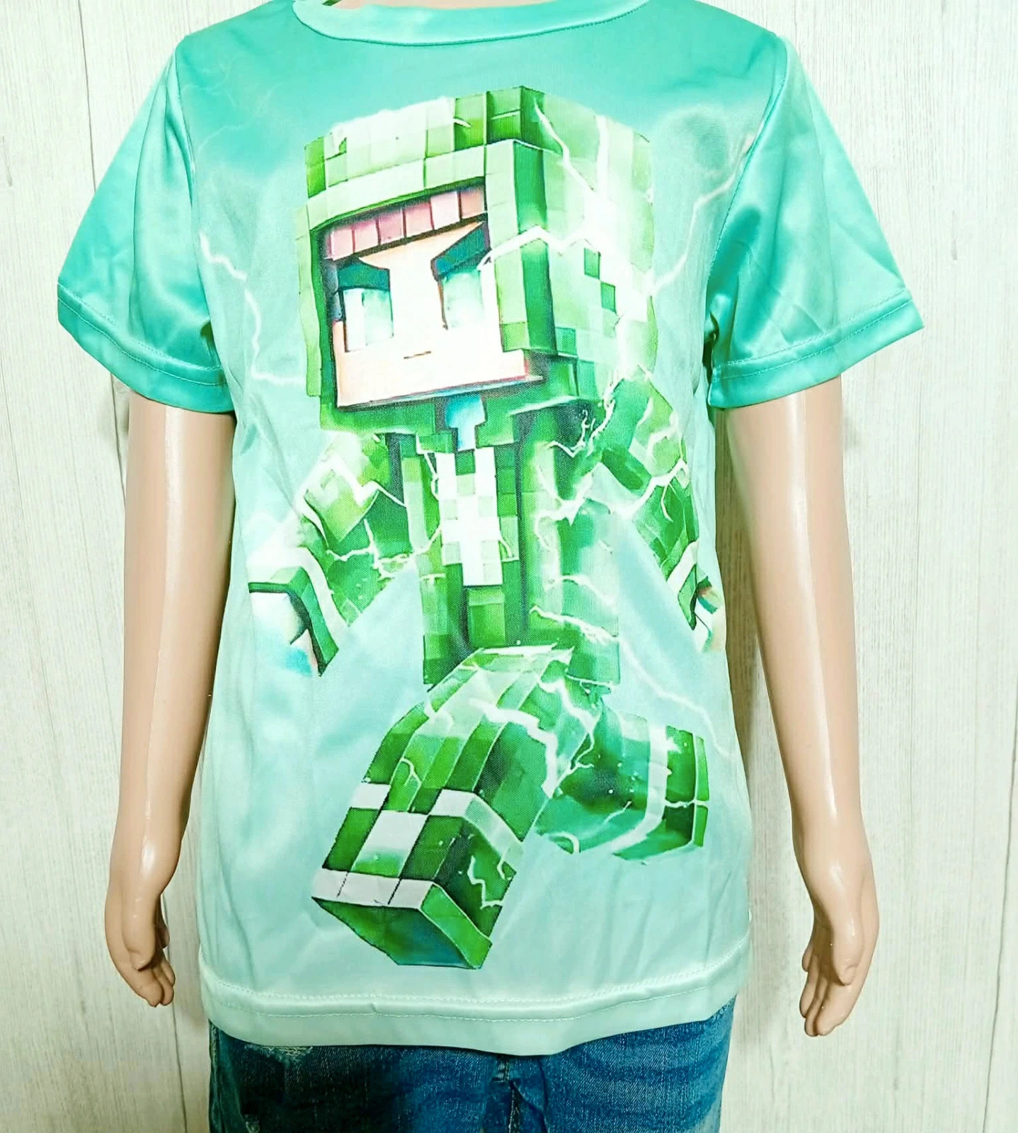 T-shirt imprimé Minecraft garcon-taille 5/6 ans-couleur menthe vert-neuf – taille 5 ans / 110 cm 3