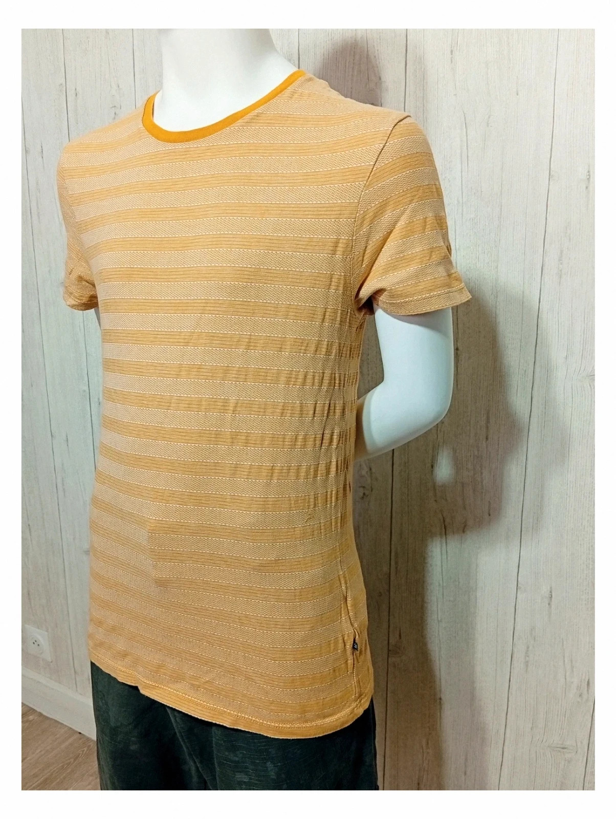 T-shirt homme manche courte - bonobo - taille M/38 - couleur moutarde et blanc – Bonobo – taille M 5