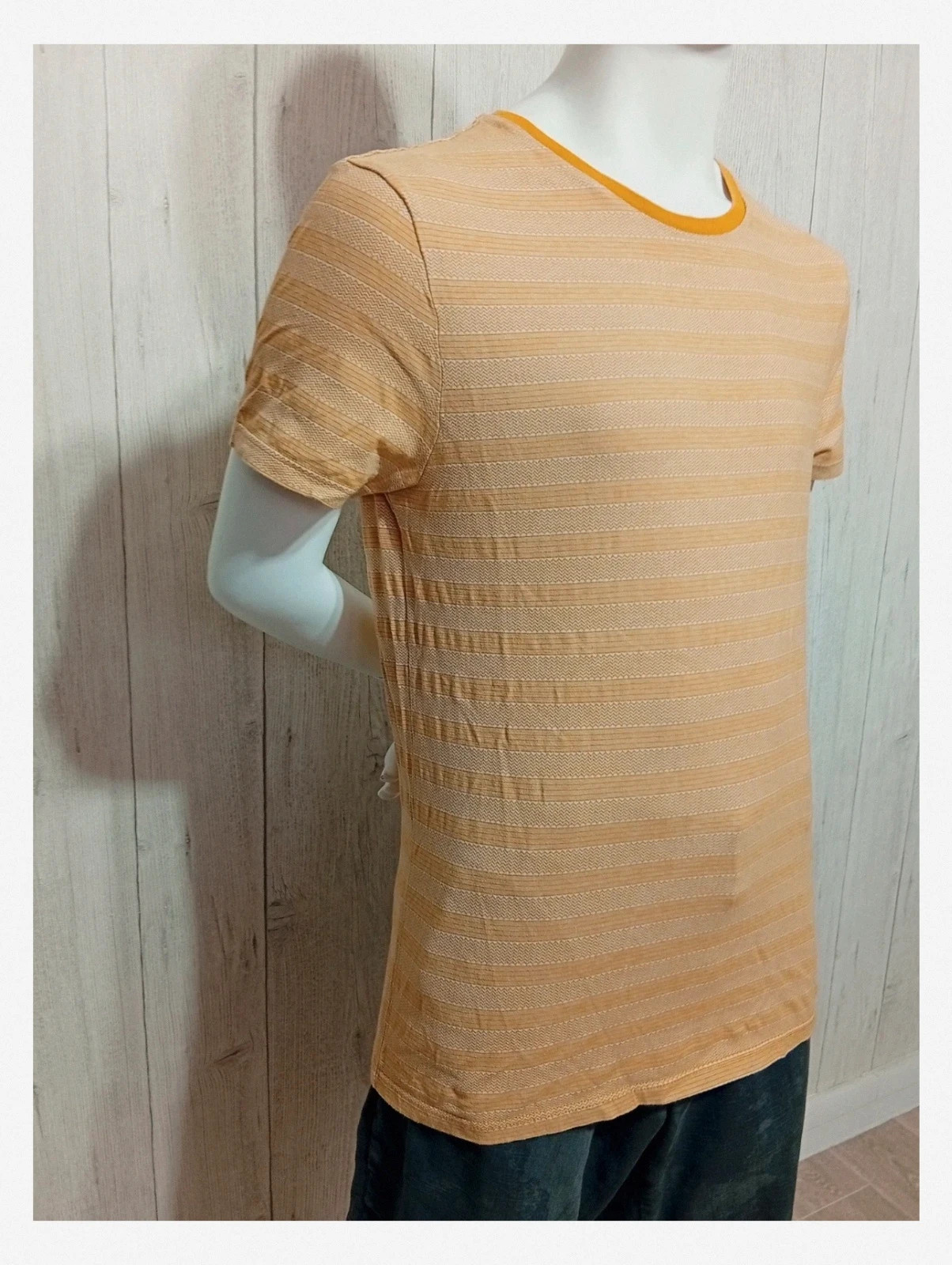T-shirt homme manche courte - bonobo - taille M/38 - couleur moutarde et blanc – Bonobo – taille M 4