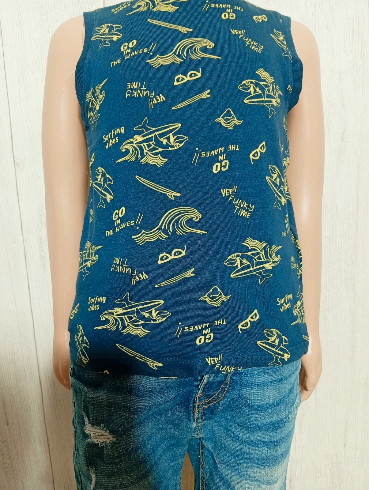 Débardeur garcon - taille 5 ans (110 cm) - La Halle - couleur marine jaune – La Halle – taille 5 ans / 110 cm 3