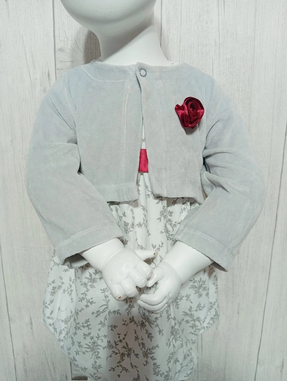 Jolie robe et son Boléro fille - taille 18 mois - couleur gris blanc bordeaux – taille 12-18 mois / 80 cm 2
